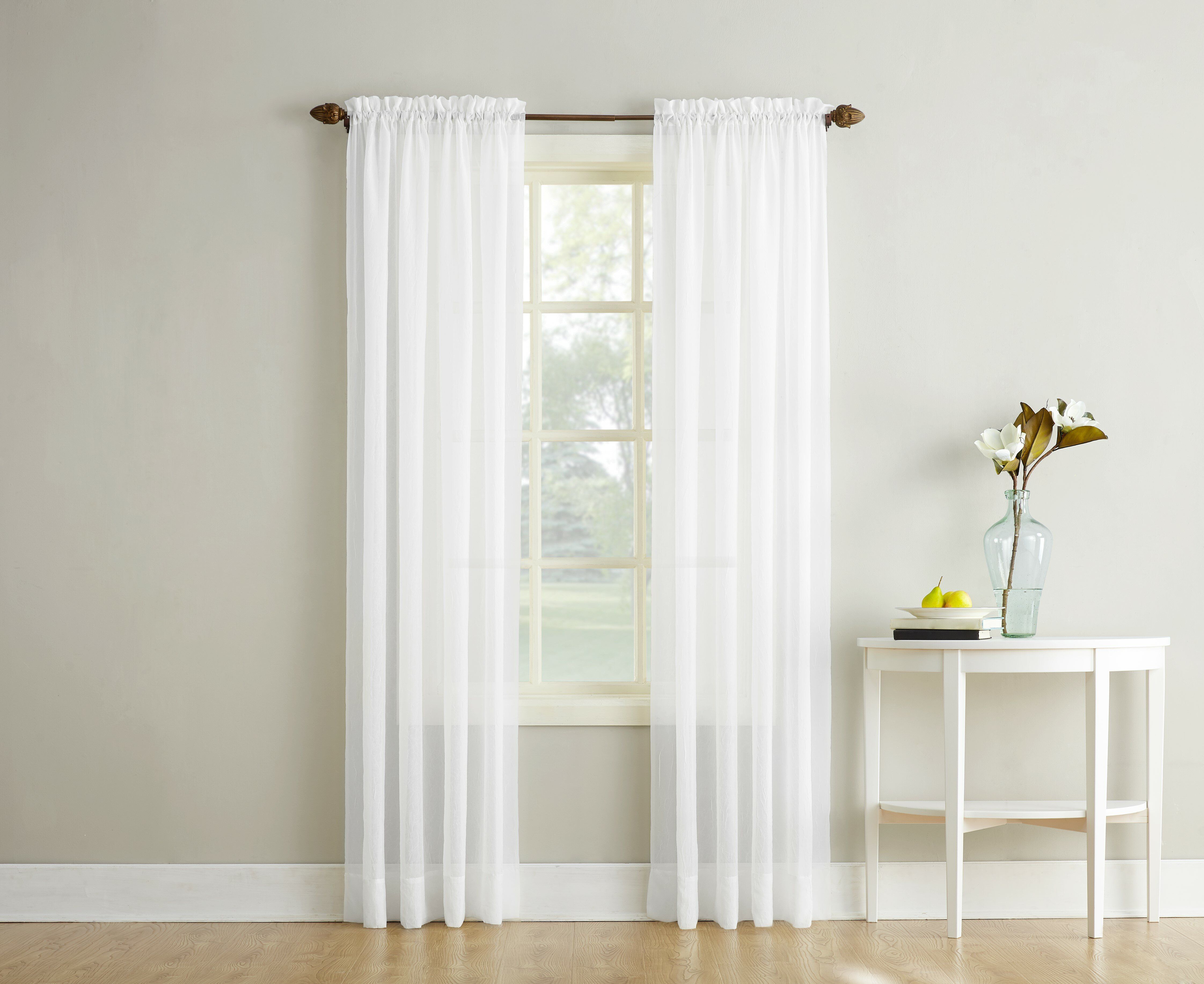 Charlton Home Maxon Crushed Voile Solid Sheer Rod Pocket With Regard To Emily Sheer Voile Single Curtain Panels (Photo 19 of 20)