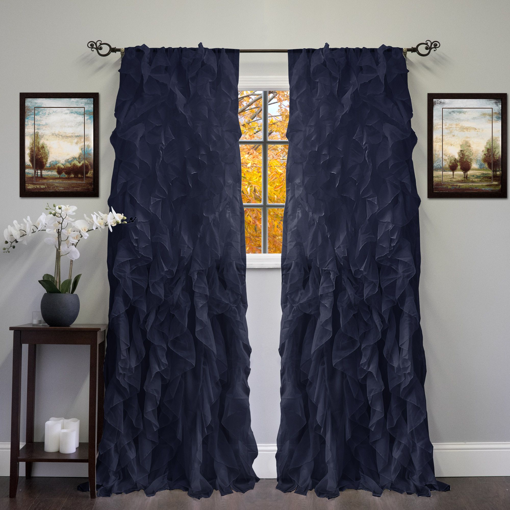 Chic Sheer Voile Vertical Ruffled Tier Window Curtain Single Panel 50" X  108" Within Sheer Voile Ruffled Tier Window Curtain Panels (View 5 of 20)