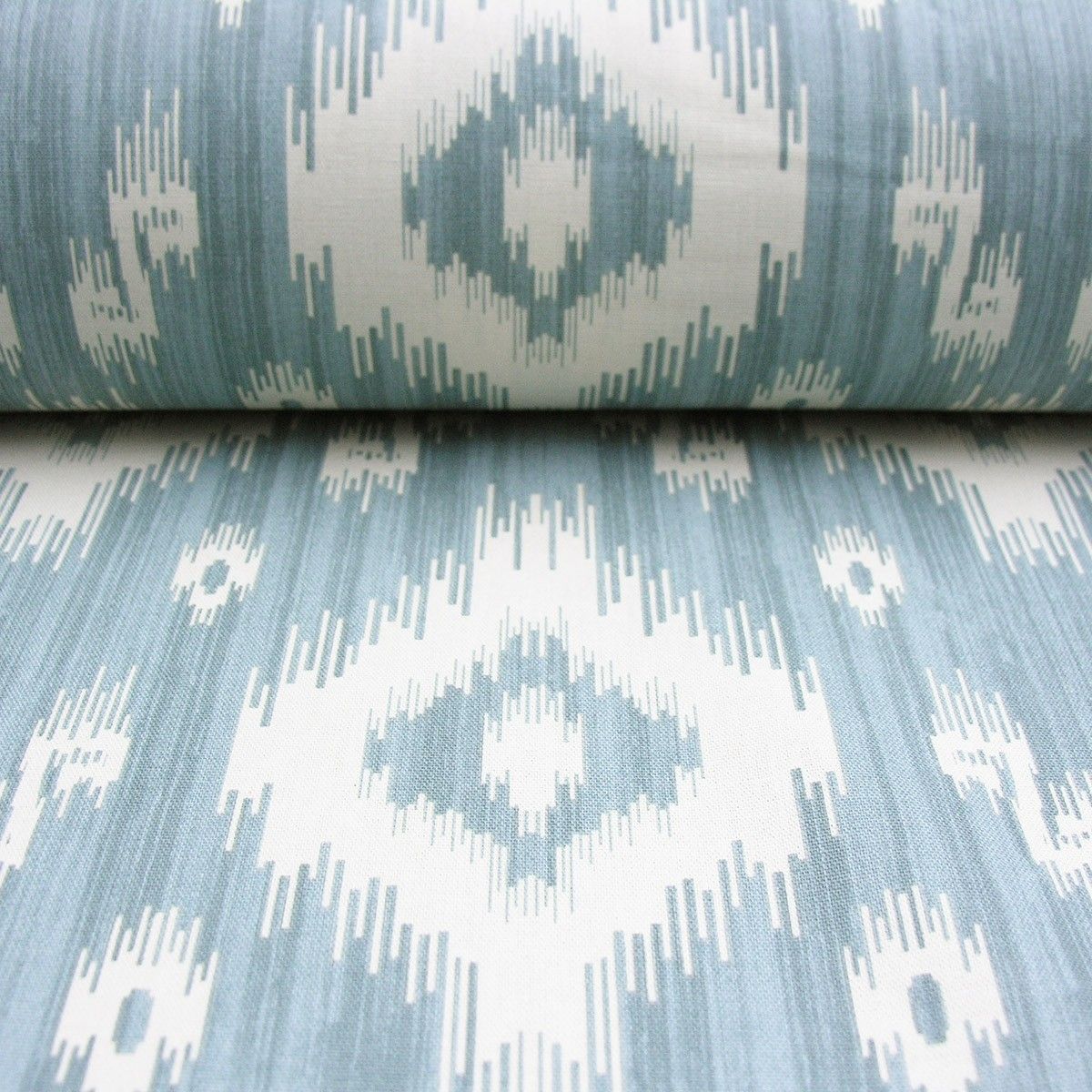 Cotton Curtain Fabric Ikat Print Ocean Blues In Ikat Blue Printed Cotton Curtain Panels (View 20 of 20)