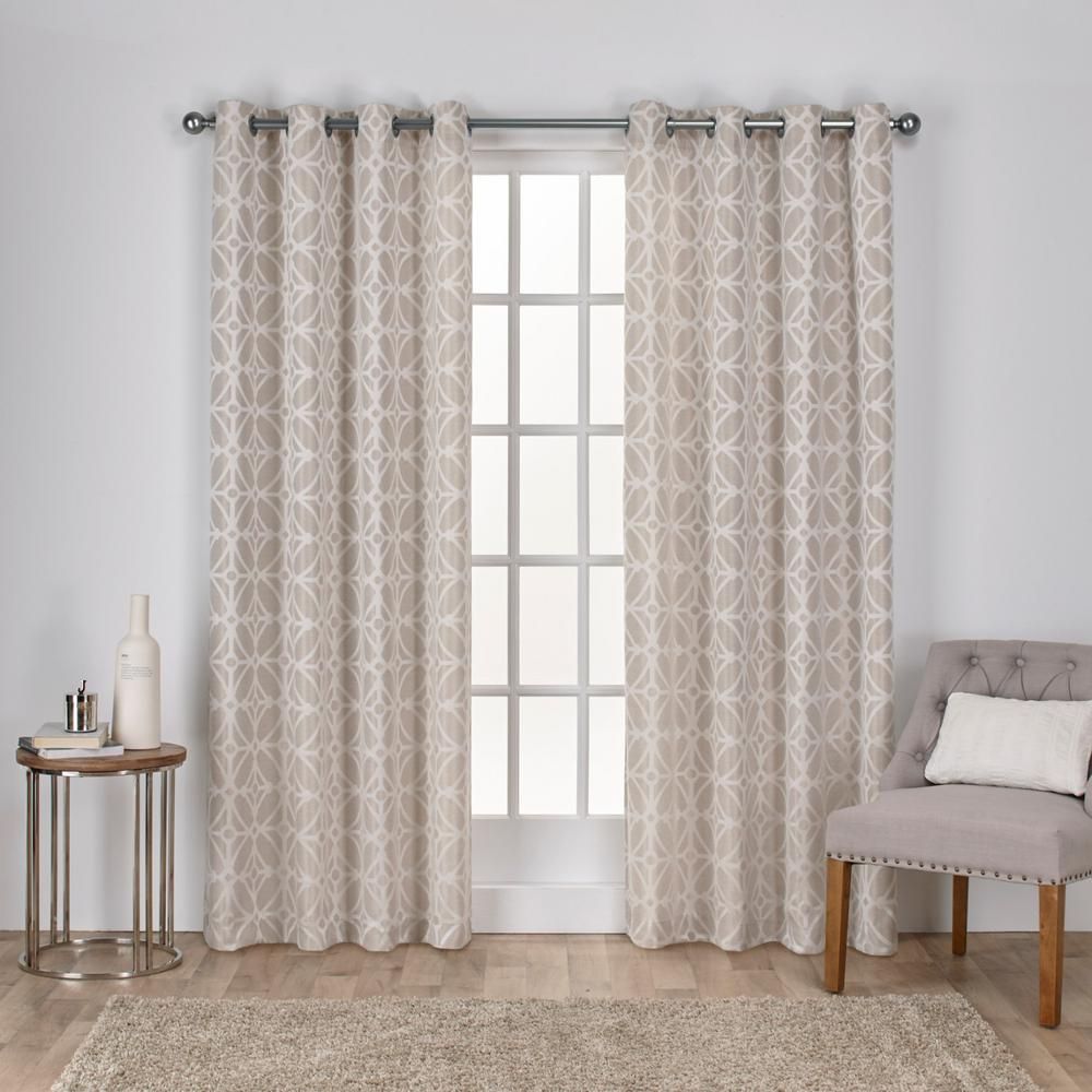 Cressy Linen Geometric Textured Linen Jacquard Grommet Top Window Curtain Pertaining To Geometric Linen Room Darkening Window Curtains (Photo 5 of 20)