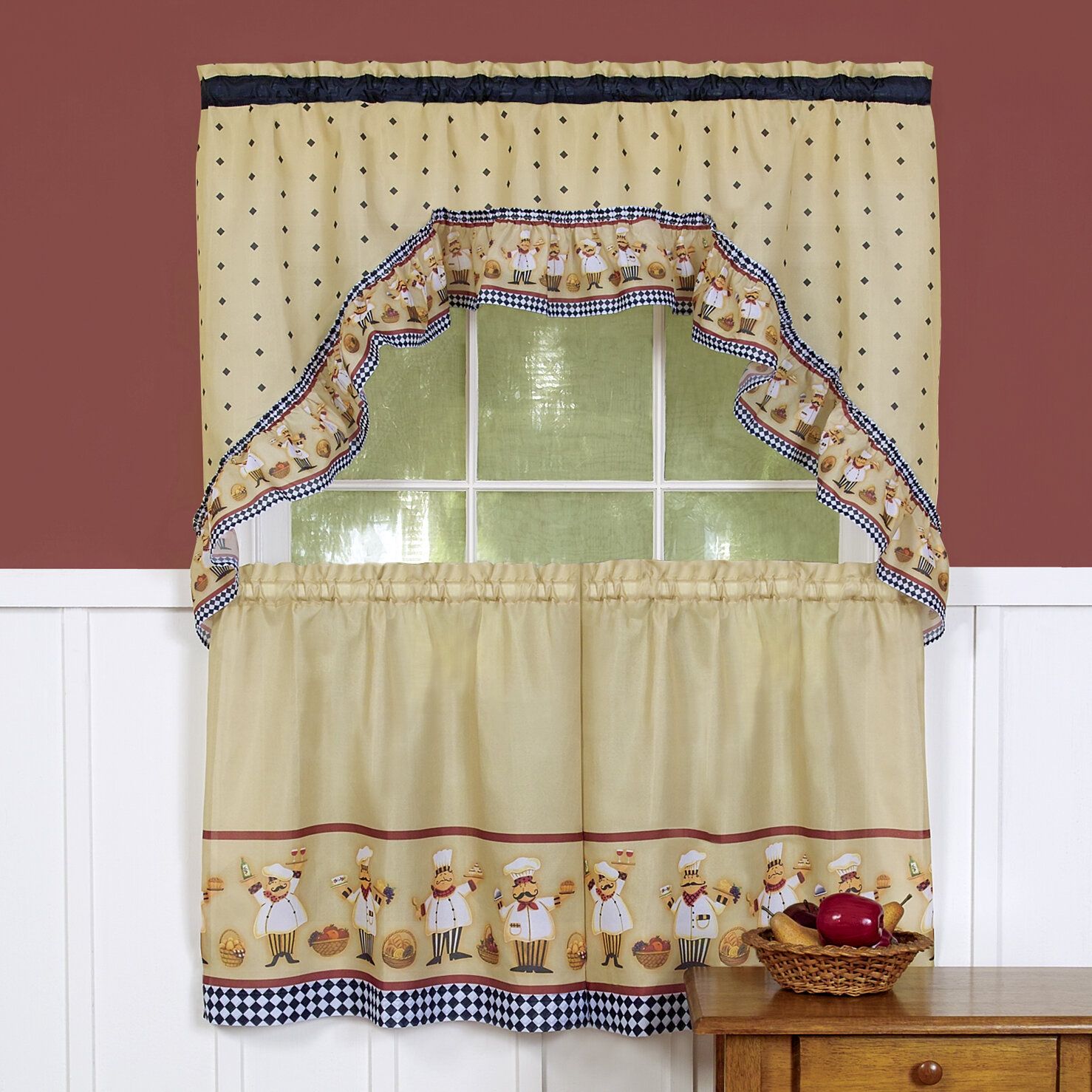 Cucina Swag Tier Kitchen Curtain Within Vina Sheer Bird Single Curtain Panels (View 29 of 30)