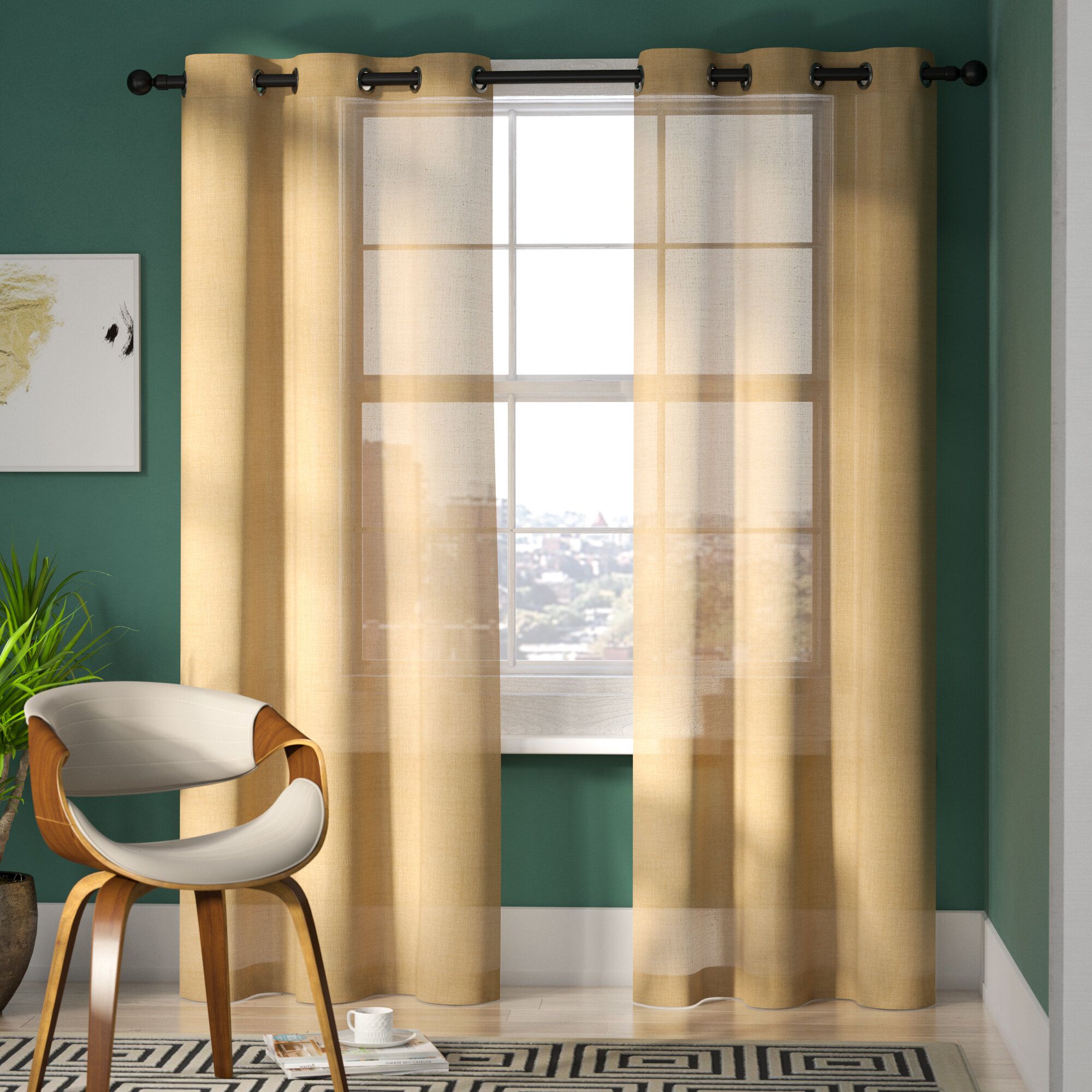 Cyrus Jeanette Solid Semi Sheer Grommet Curtain Panels In Cyrus Thermal Blackout Back Tab Curtain Panels (View 16 of 20)