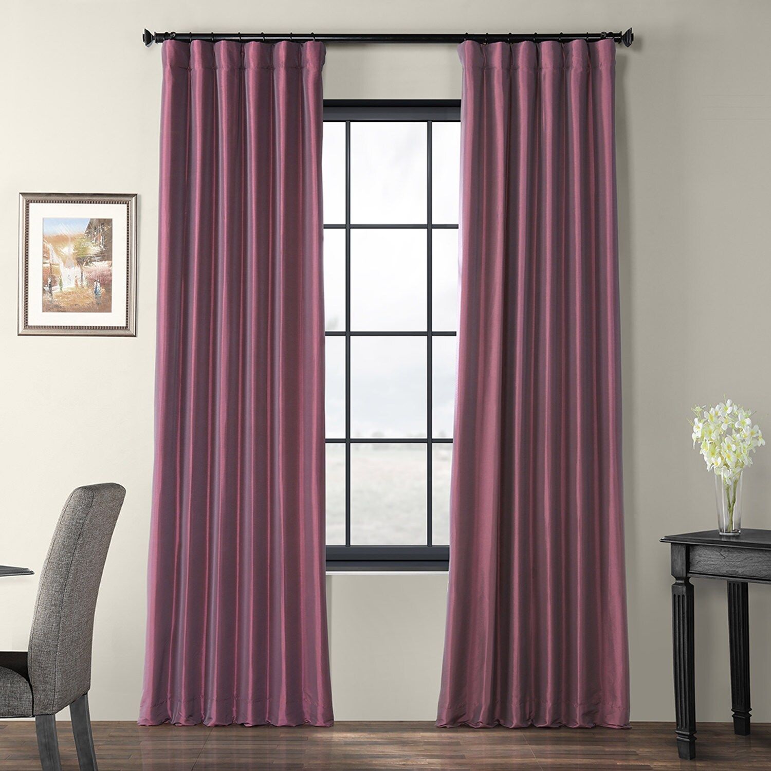 Dahlia Faux Silk Taffeta Curtain Regarding Faux Silk Taffeta Solid Blackout Single Curtain Panels (View 14 of 20)