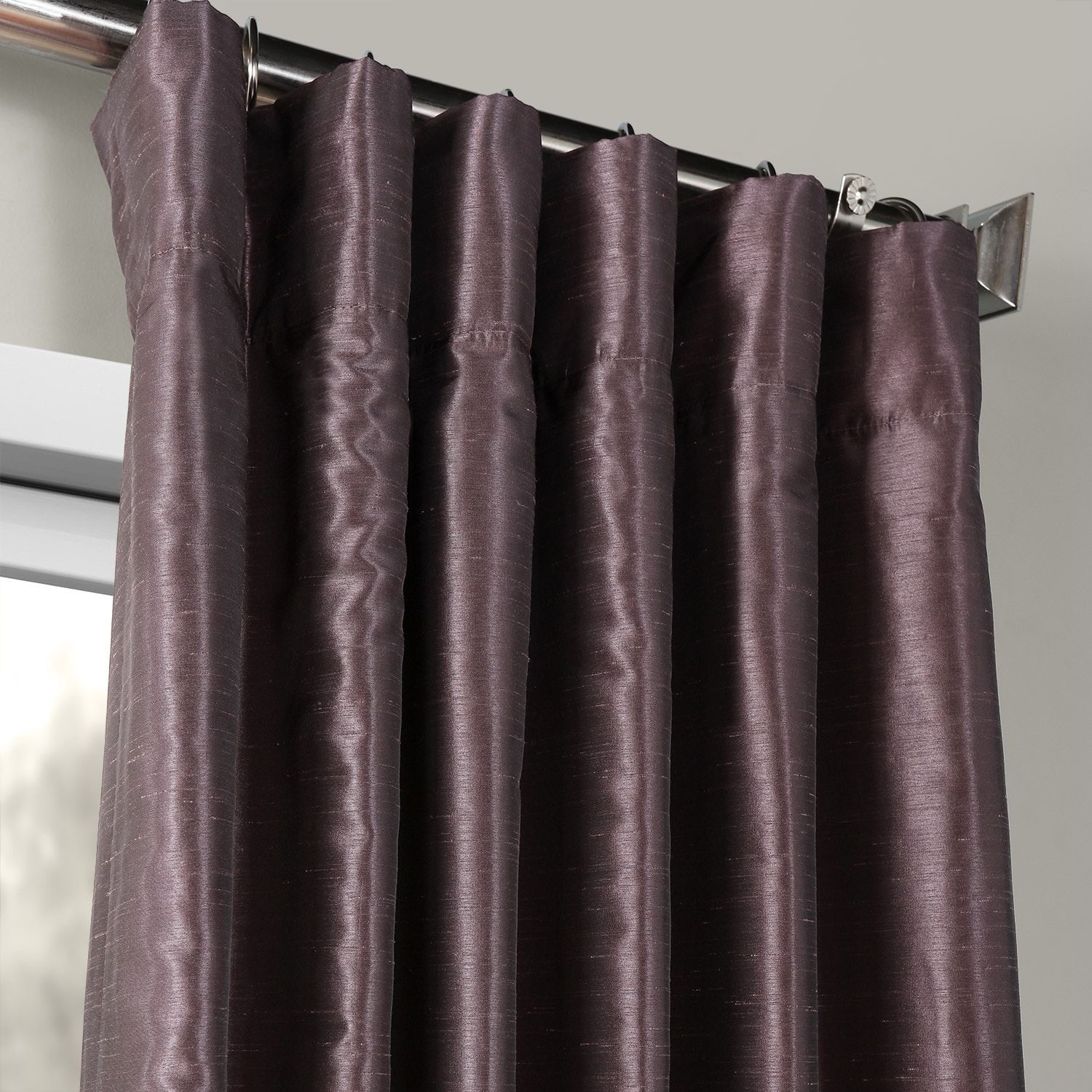 Dark Grape Vintage Textured Faux Dupioni Silk Curtain Regarding Silver Vintage Faux Textured Silk Curtain Panels (Photo 26 of 30)