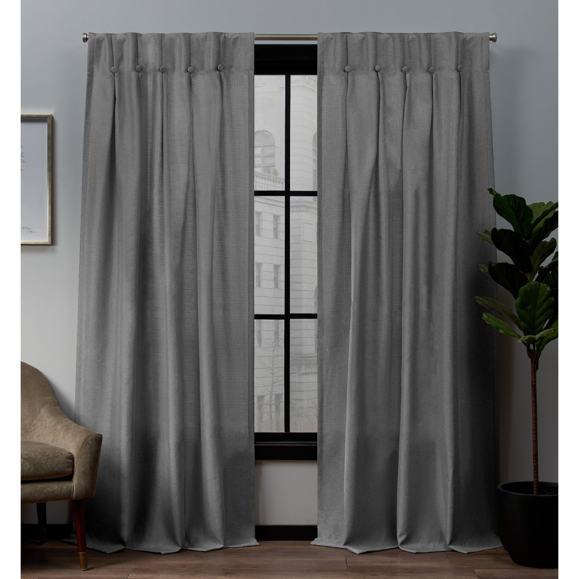 Details About Copper Grove Popovo Linen Button Top Window Curtain Panel For Copper Grove Fulgence Faux Silk Grommet Top Panel Curtains (View 13 of 20)
