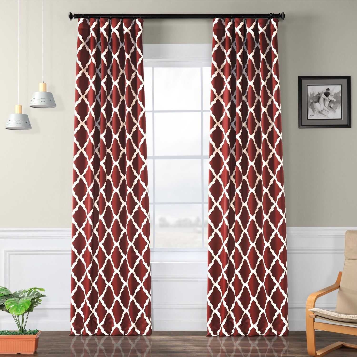 Details About Exclusive Fabrics Trellise Print Blackout Curtain Panel Pair Throughout Abstract Blackout Curtain Panel Pairs (View 14 of 22)