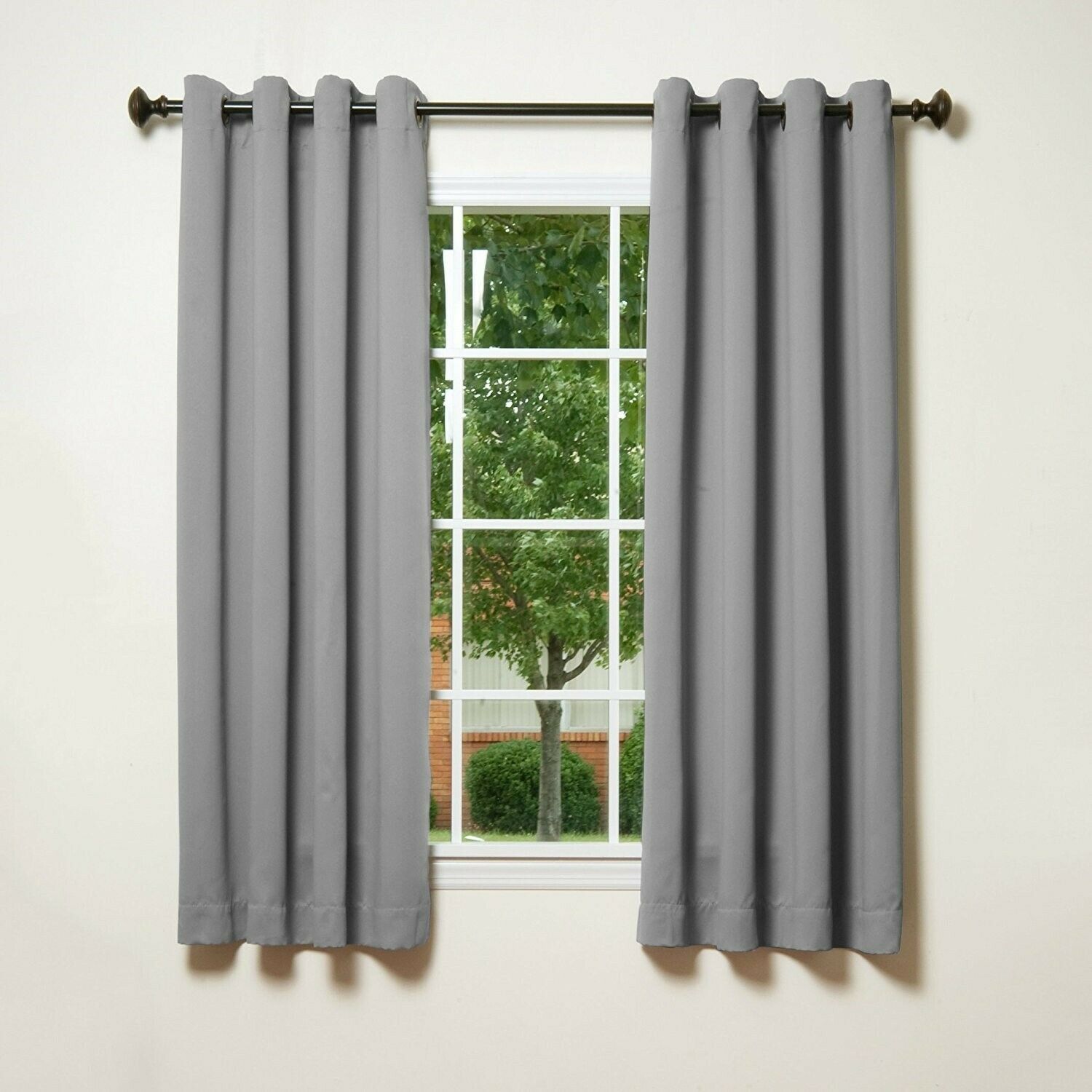Details About Grey Grommet Top Thermal Insulated Blackout Curtain 52" X 63"  1 Pair 123200 With Regard To Thermal Insulated Blackout Curtain Pairs (View 28 of 30)