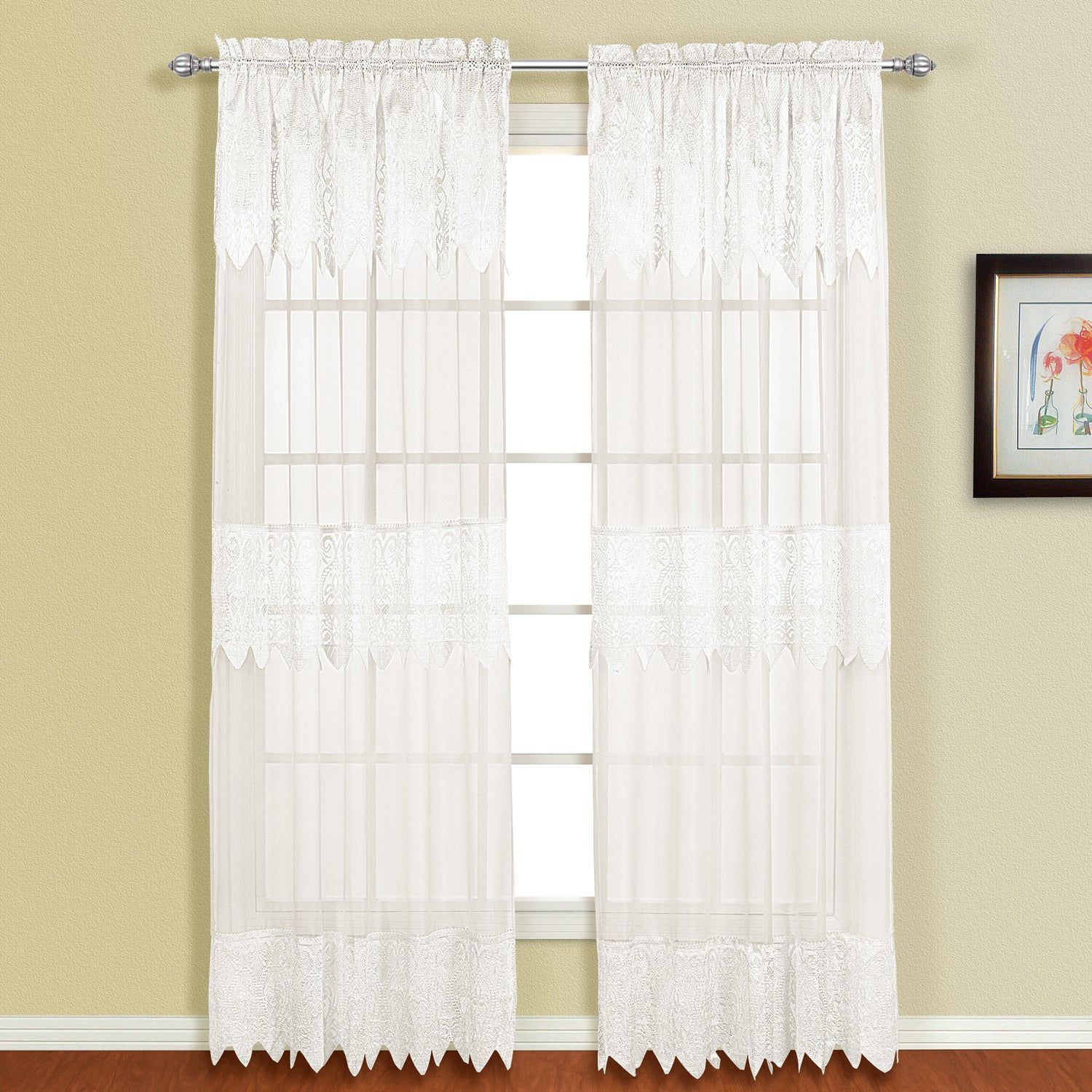 Details About Luxury Collection Valerie Semi Sheer Curtain Panel Pair Inside Luxury Collection Venetian Sheer Curtain Panel Pairs (View 5 of 20)