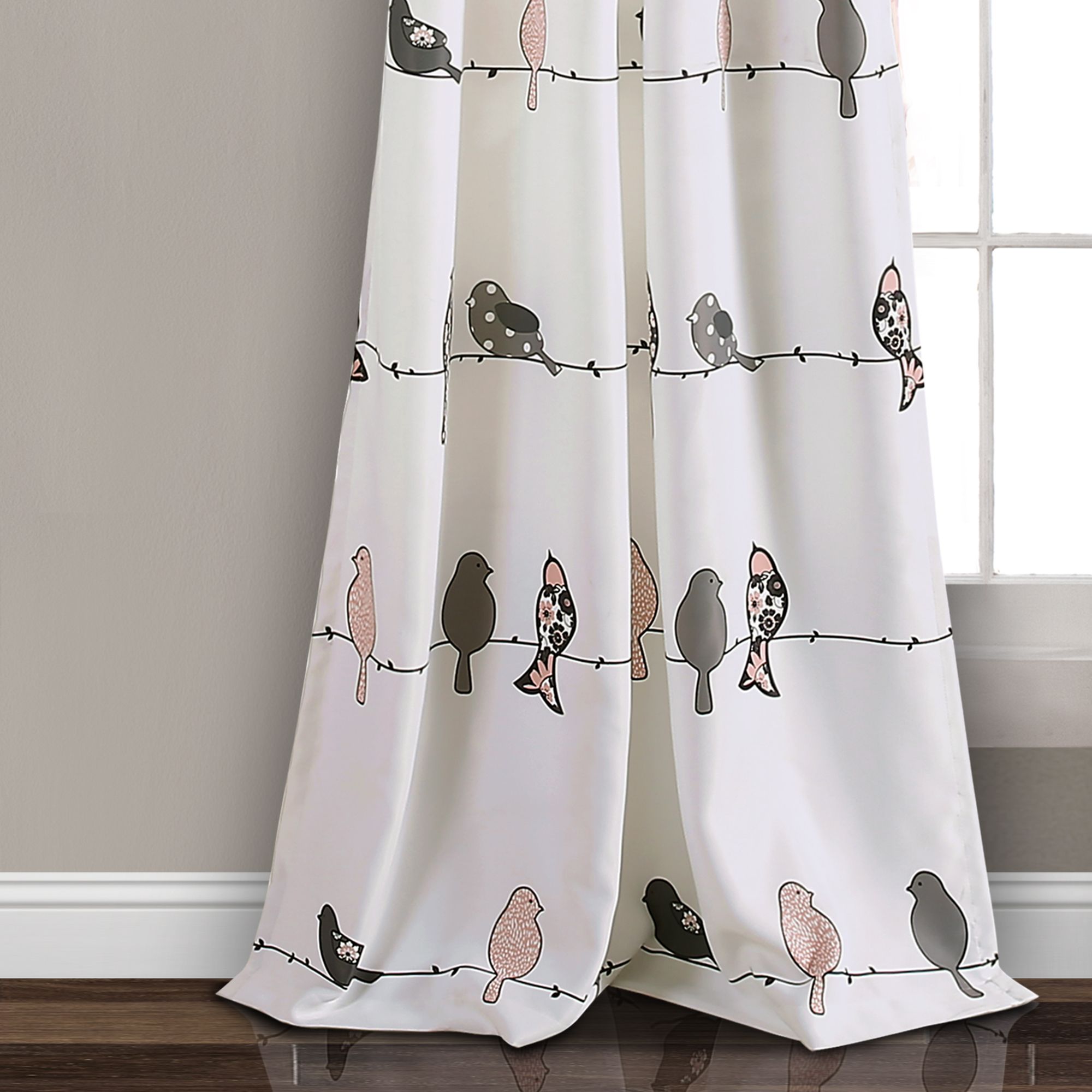 Details About Rowley Birds Room Darkening Window Curtain Panels Blush/gray  Set 52x84+2 Intended For Rowley Birds Room Darkening Curtain Panel Pairs (View 12 of 20)