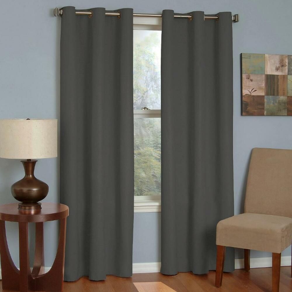 Eclipse Thermaback Microfiber Grommet Blackout Curtain Panel 42" X 63"  Smoke 885308315120 | Ebay Throughout Thermaback Blackout Window Curtains (Photo 22 of 30)