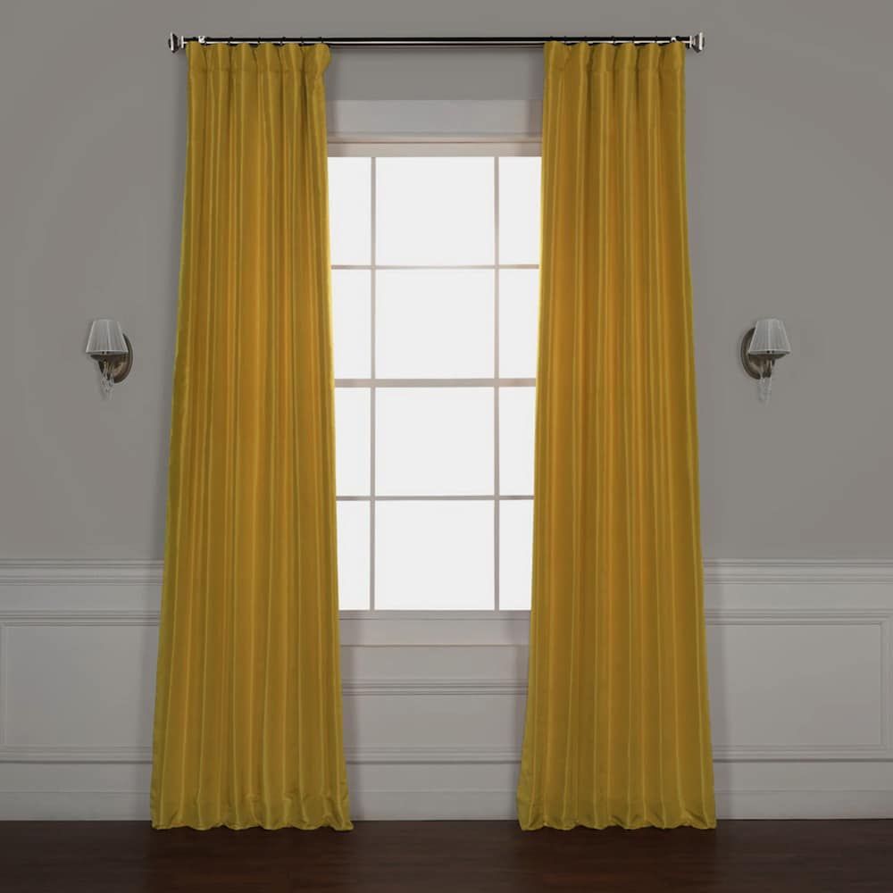 Eff Blackout Vintage Textured Faux Silk Window Curtain, Gold With Regard To True Blackout Vintage Textured Faux Silk Curtain Panels (View 8 of 30)