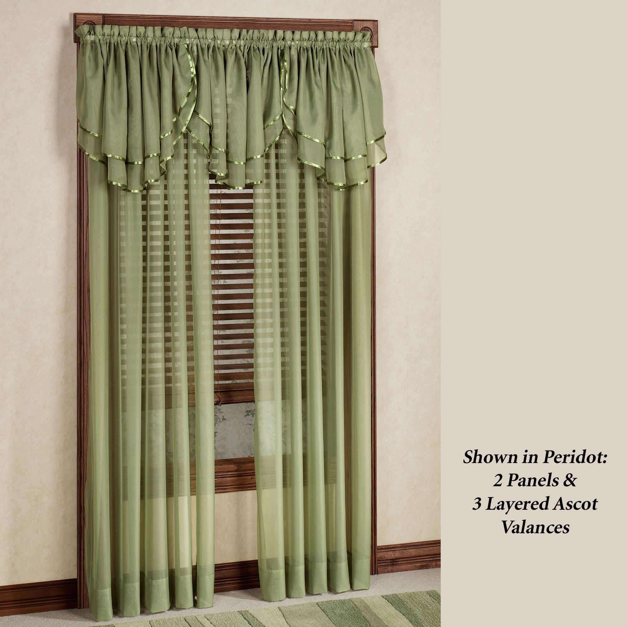 Elegance Sheer Layered Ascot Valance Within Double Layer Sheer White Single Curtain Panels (View 11 of 20)