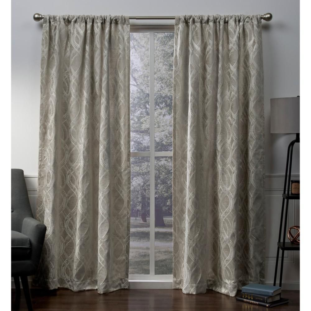 Elena 52 In. W X 108 In. L Chenille Rod Pocket Top Curtain Panel In Taupe  (2 Panels) Within Baroque Linen Grommet Top Curtain Panel Pairs (Photo 18 of 20)