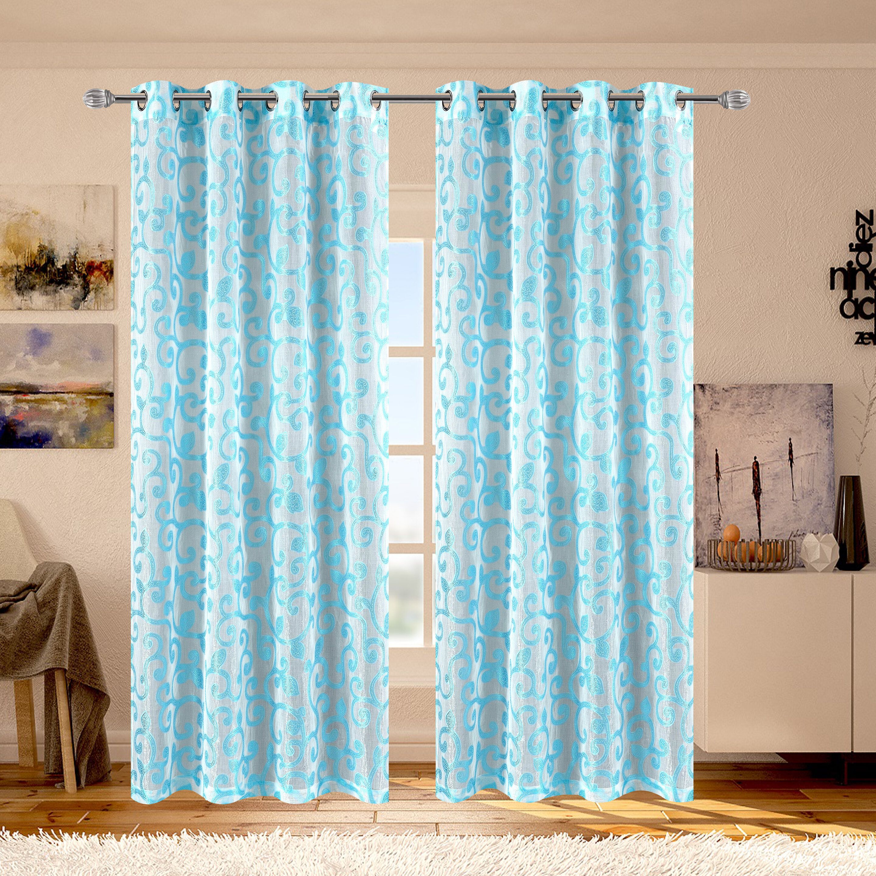 Ella Geometric Sheer Grommet Single Curtain Panel Within Ella Window Curtain Panels (View 15 of 20)