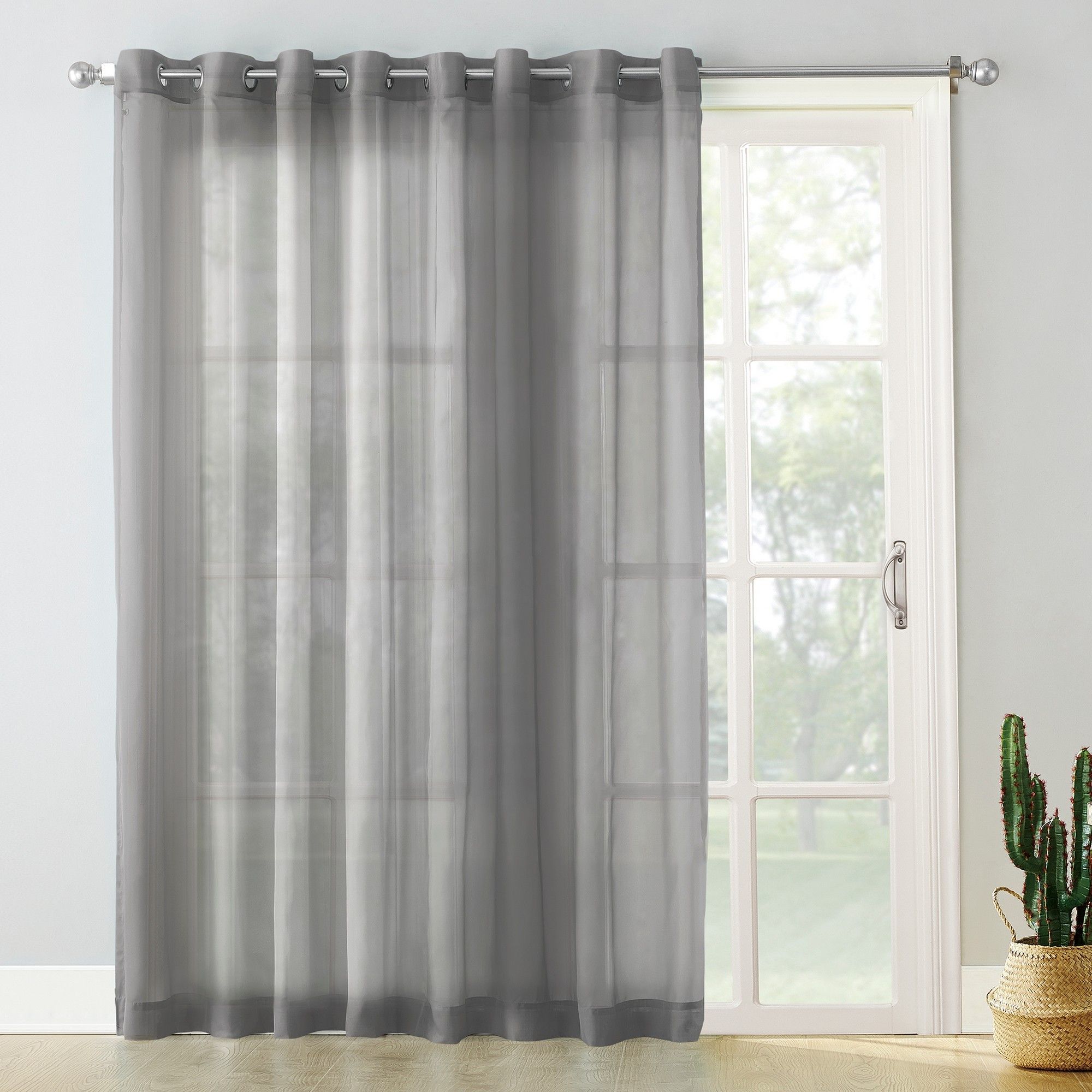Emily Extra Wide Sheer Voile Sliding Door Patio Curtain Within Extra Wide White Voile Sheer Curtain Panels (View 16 of 20)