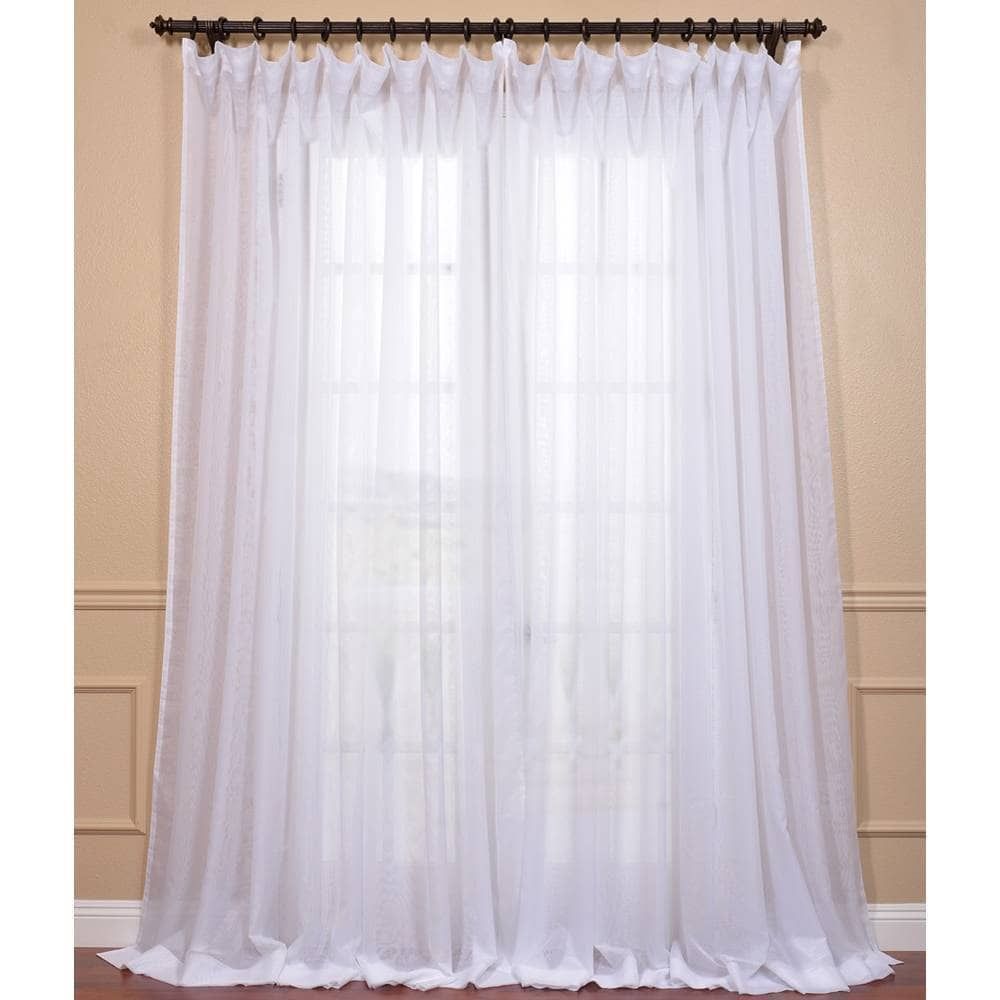 Exclusive Fabrics Double Layer Sheer White Curtain Panel For Signature Extrawide Double Layer Sheer Curtain Panels (View 7 of 11)