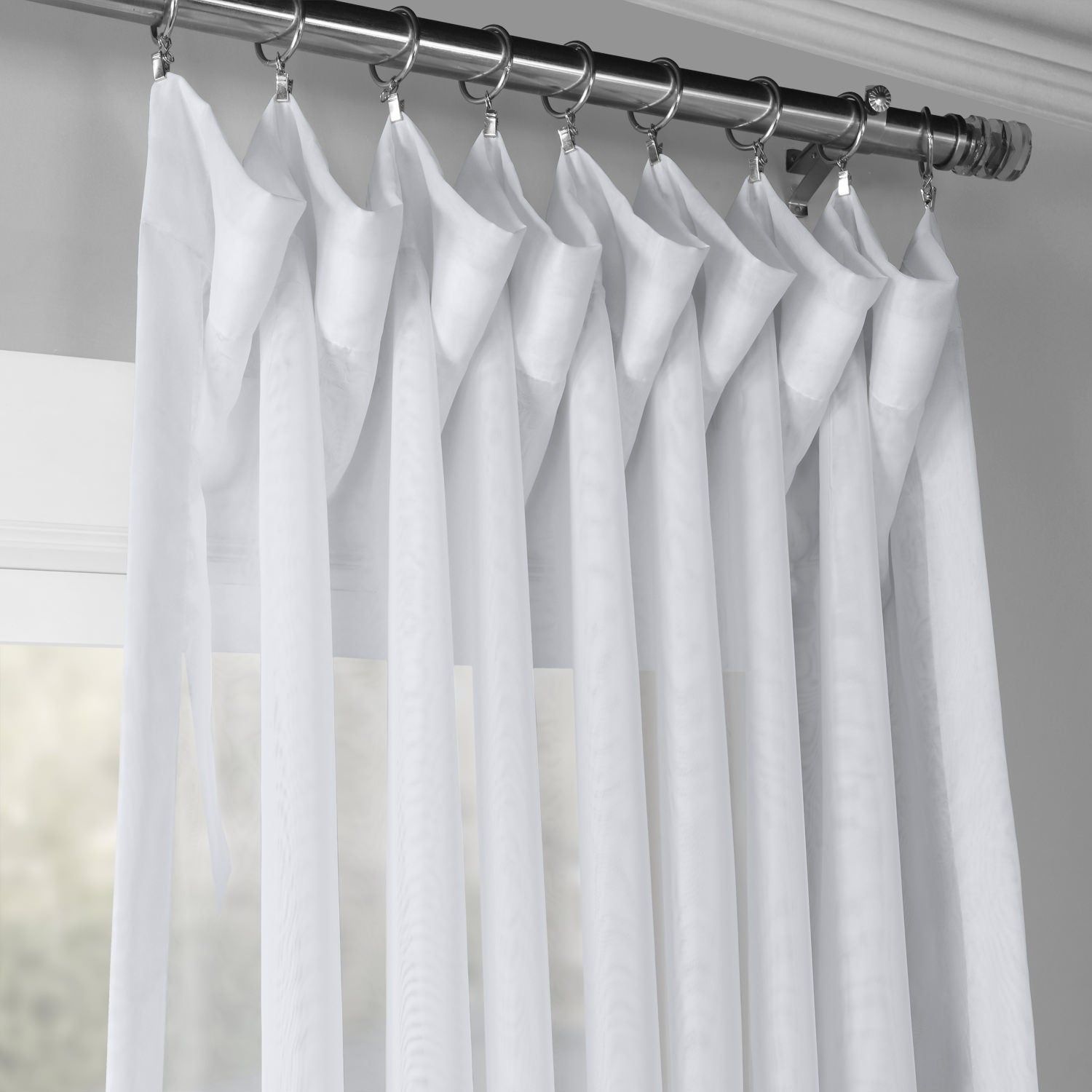 Exclusive Fabrics Double Layer Sheer White Single Curtain Panel With Regard To Double Layer Sheer White Single Curtain Panels (Photo 3 of 20)