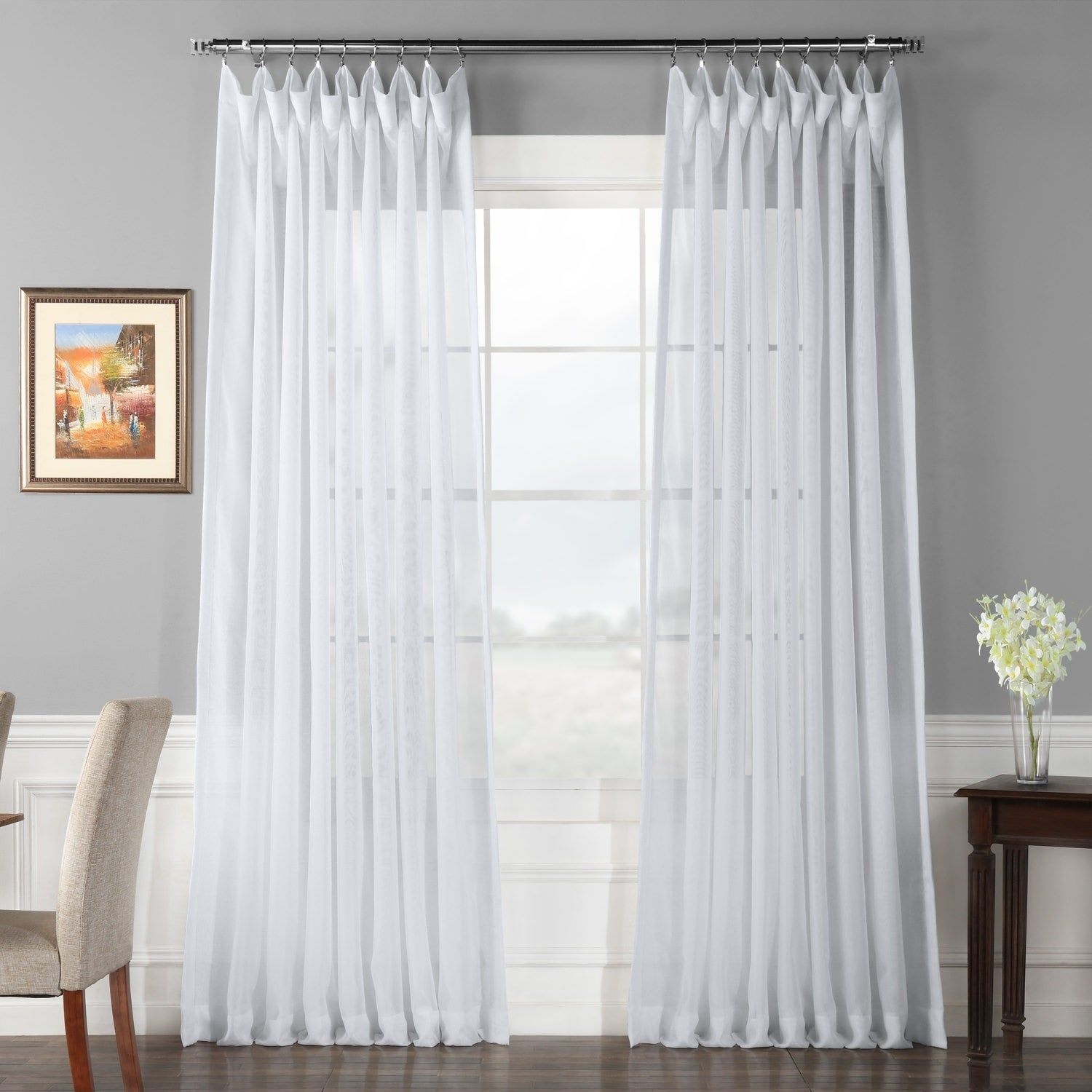 Exclusive Fabrics Double Layer Sheer White Single Curtain Panel With Regard To Double Layer Sheer White Single Curtain Panels (Photo 1 of 20)