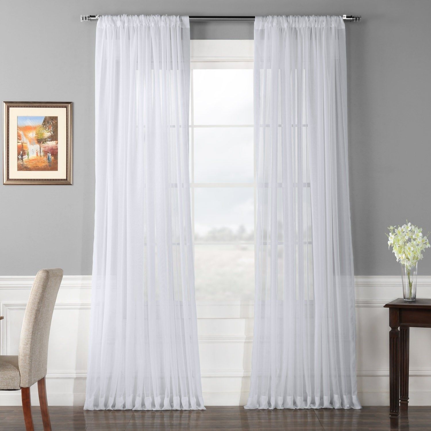 2023 Latest Double Layer Sheer White Single Curtain Panels