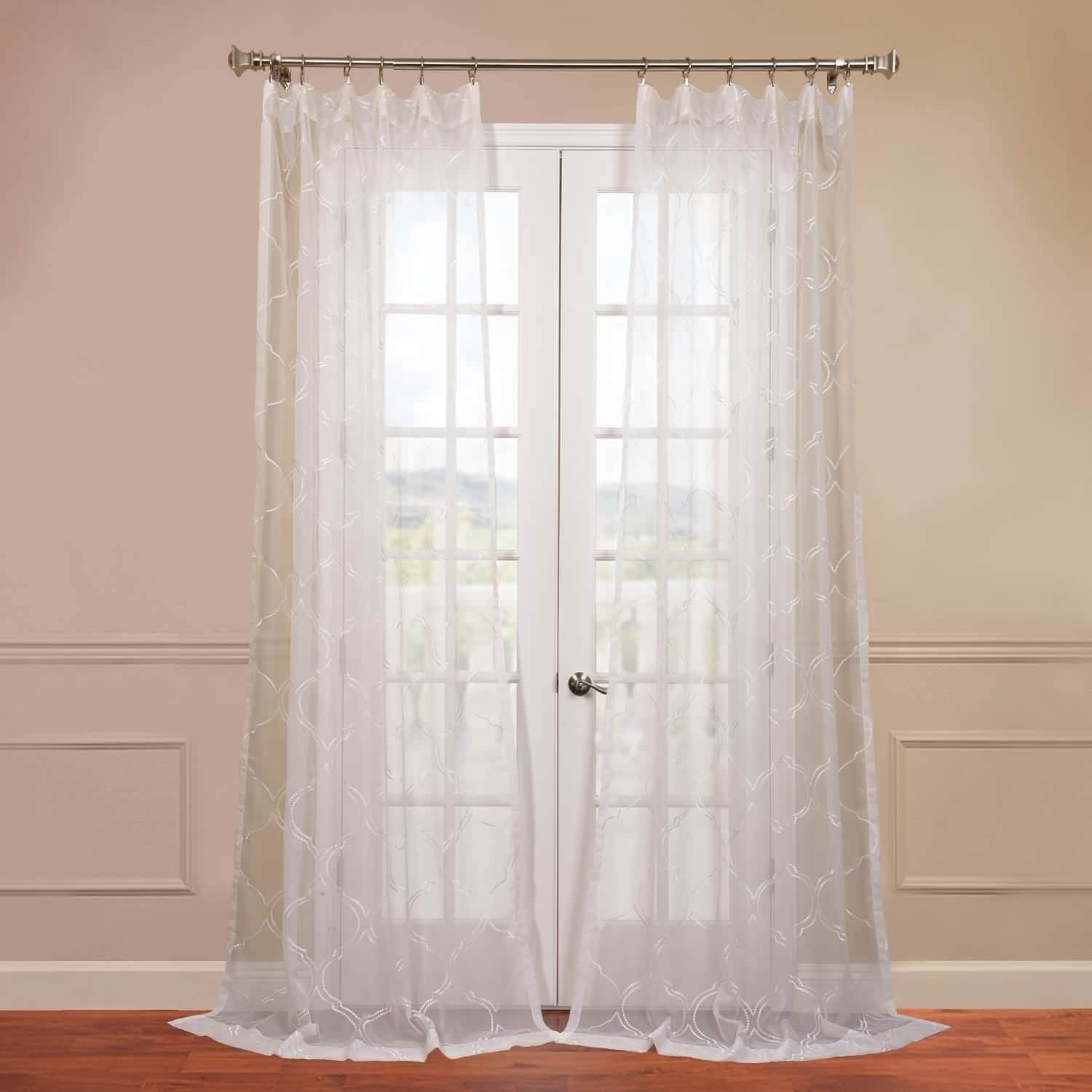 Exclusive Fabrics Florentina White Embroidered Sheer Curtain Panel Throughout Kida Embroidered Sheer Curtain Panels (View 4 of 20)
