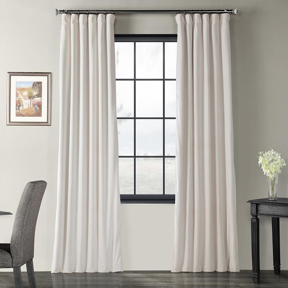 Exclusive Fabrics & Furnishings Blackout Signature Ivory Blackout Velvet  Curtain – 50 In. W X 96 In. L (1 Panel) For Warm Black Velvet Single Blackout Curtain Panels (Photo 30 of 30)