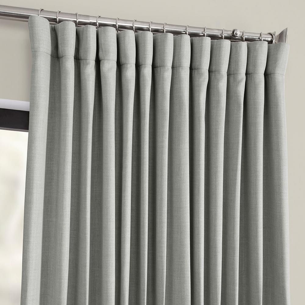 Exclusive Fabrics & Furnishings Heather Gray Faux Linen Extra Wide Blackout  Curtain – 100 In. W X 84 In. L Pertaining To Faux Linen Extra Wide Blackout Curtains (Photo 6 of 20)