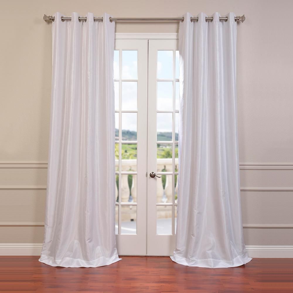 Exclusive Fabrics & Furnishings Ice White Grommet Blackout Vintage Textured  Faux Dupioni Silk Curtain – 50 In. W X 108 In (View 17 of 20)