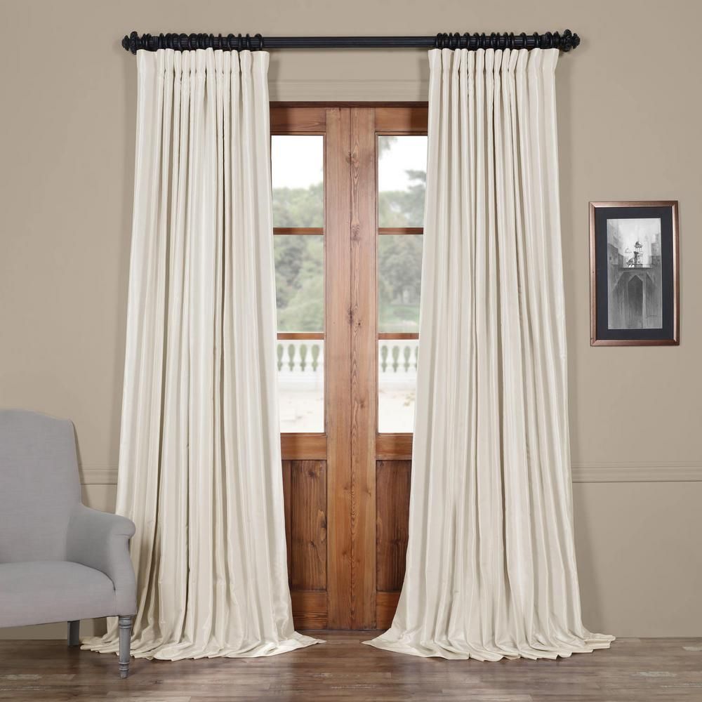 Exclusive Fabrics & Furnishings Off White Blackout Extra Wide Vintage  Textured Faux Dupioni Curtain – 100 In. W X 108 In (View 16 of 30)