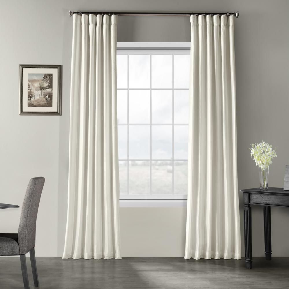 Exclusive Fabrics & Furnishings Off White Vintage Textured Faux Dupioni  Silk Light Filtering Curtain – 50 In. W X 84 In. L In Off White Vintage Faux Textured Silk Curtains (Photo 1 of 20)