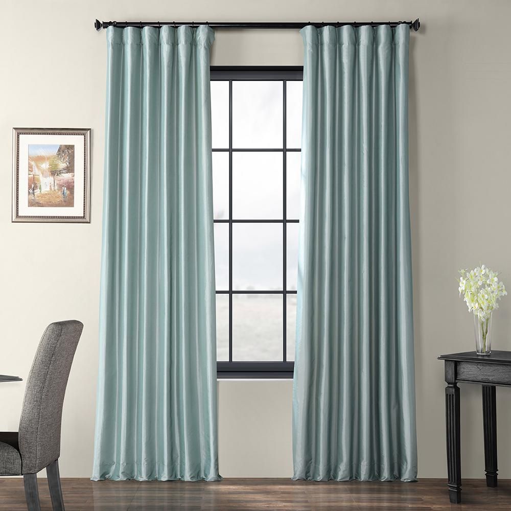 Exclusive Fabrics & Furnishings Robins Egg Blue Faux Silk Taffeta Light  Filtering Curtain – 50 In. W X 108 In (View 27 of 30)