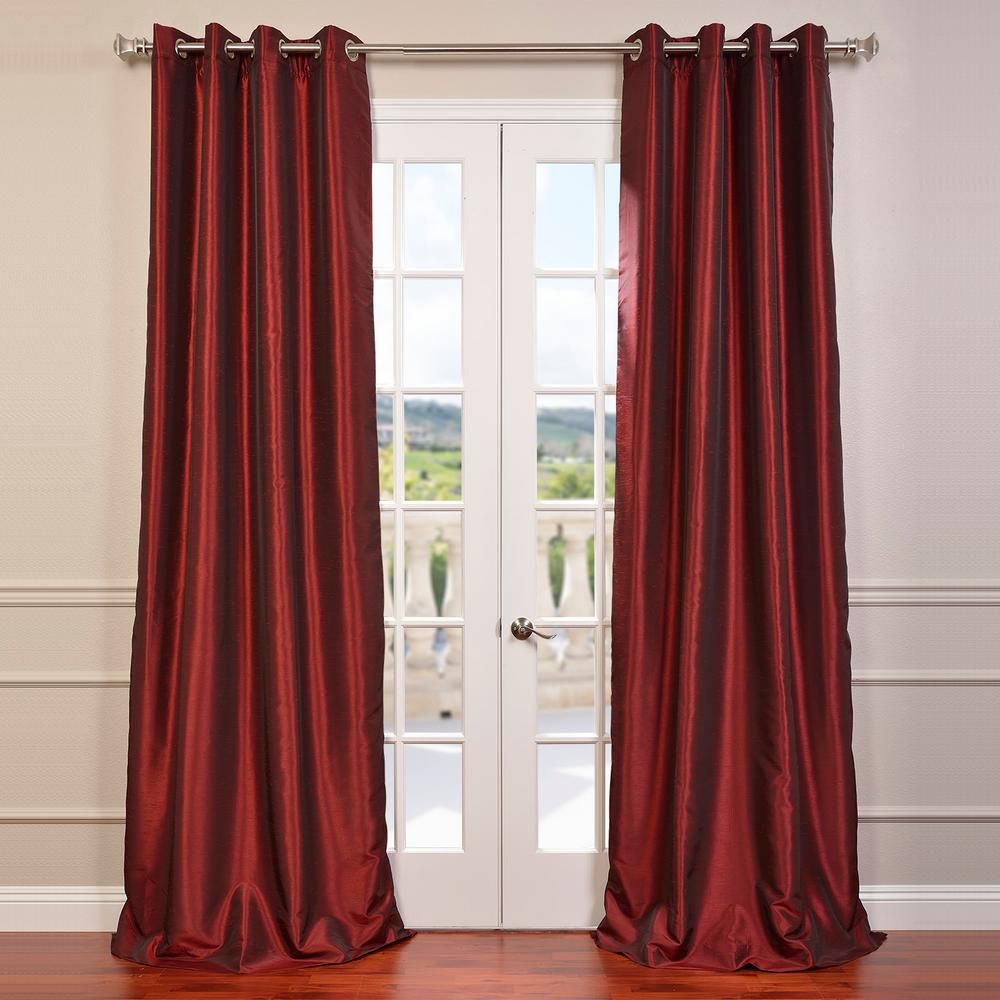 Exclusive Fabrics & Furnishings Ruby Red Grommet Blackout Vintage Textured  Faux Dupioni Silk Curtain – 50 In. W X 96 In. L Inside Vintage Faux Textured Dupioni Silk Curtain Panels (Photo 26 of 30)