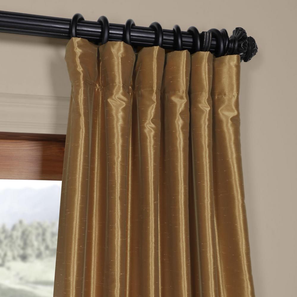 Exclusive Fabrics & Furnishings Semi Opaque Flax Gold Vintage Textured Faux  Dupioni Silk Curtain – 50 In. W X 84 In. L (1 Panel) Regarding Flax Gold Vintage Faux Textured Silk Single Curtain Panels (Photo 3 of 20)