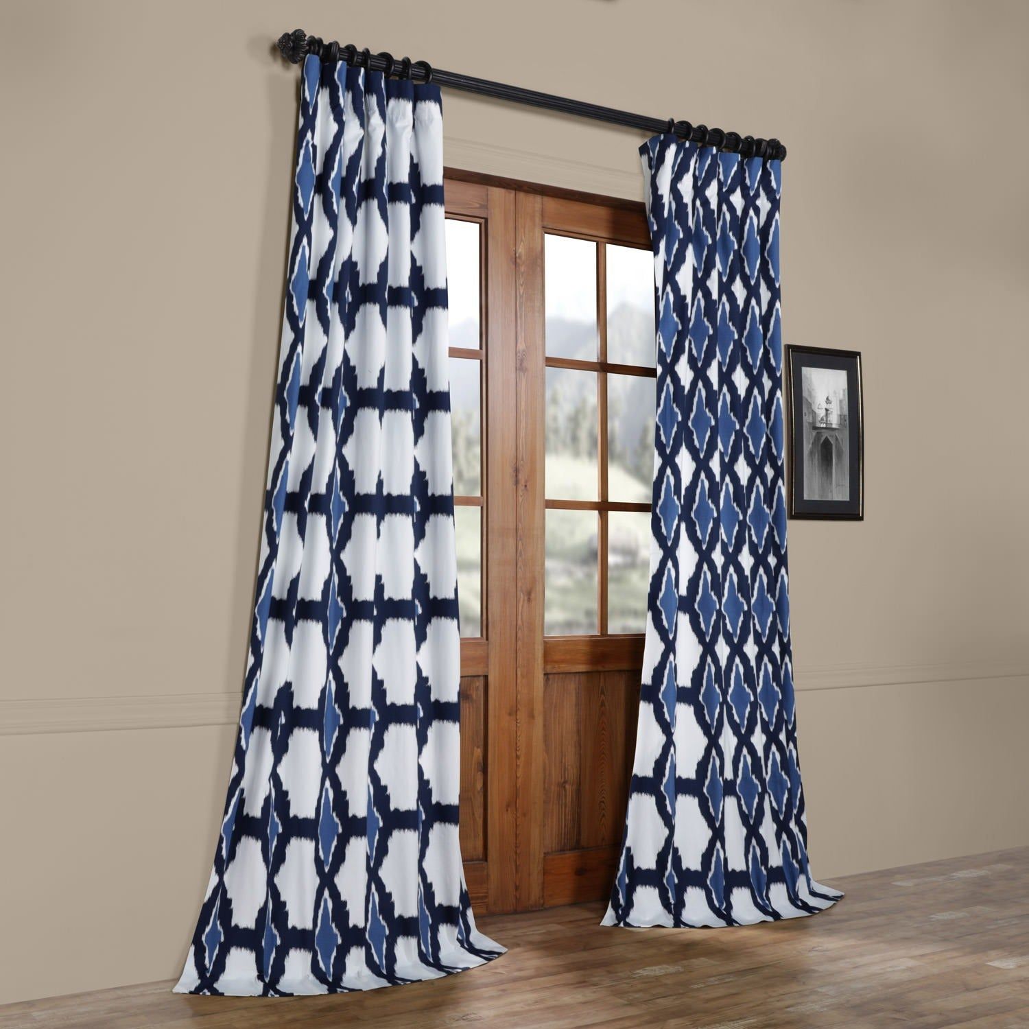 Exclusive Fabrics Sarong Grey Printed Cotton Pole Pocket Single Curtain  Panel Regarding Sarong Grey Printed Cotton Pole Pocket Single Curtain Panels (View 3 of 20)