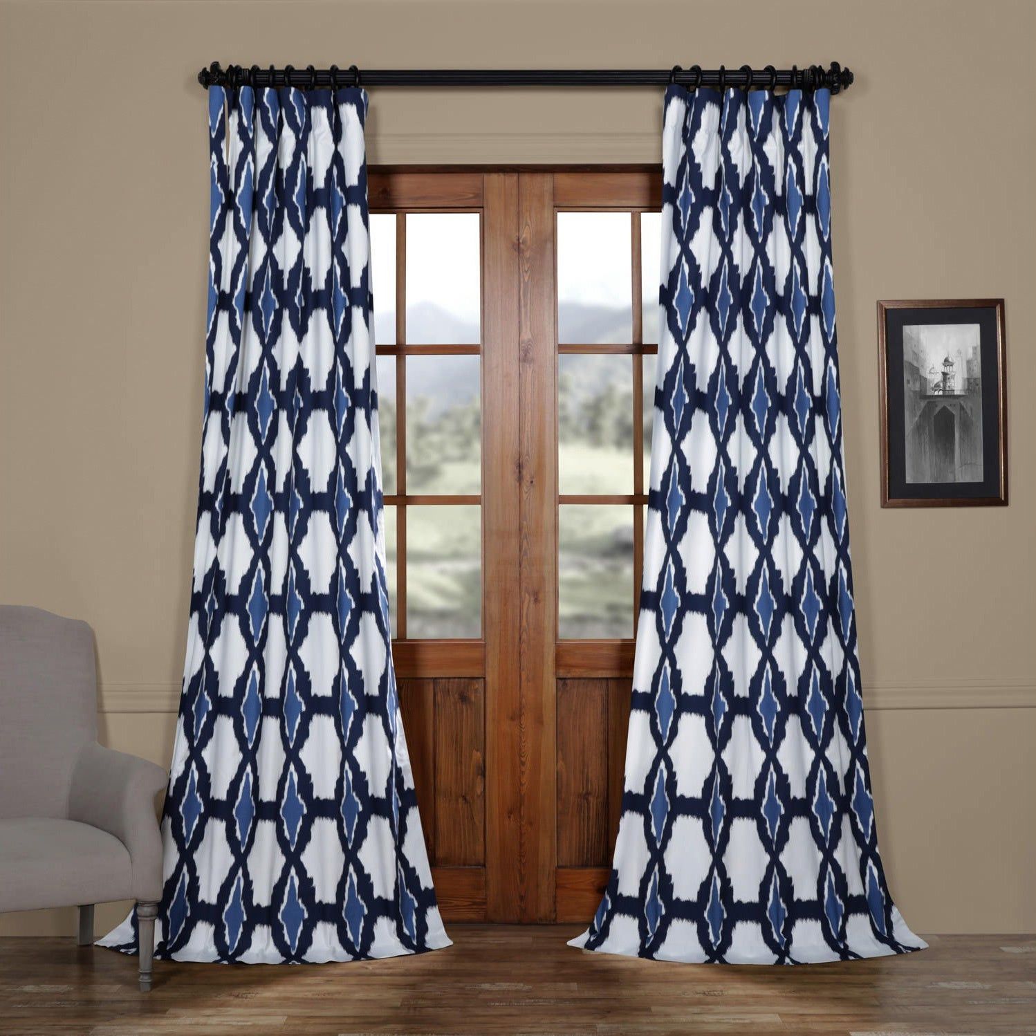 Exclusive Fabrics Sarong Grey Printed Cotton Pole Pocket Single Curtain  Panel Regarding Sarong Grey Printed Cotton Pole Pocket Single Curtain Panels (View 2 of 20)