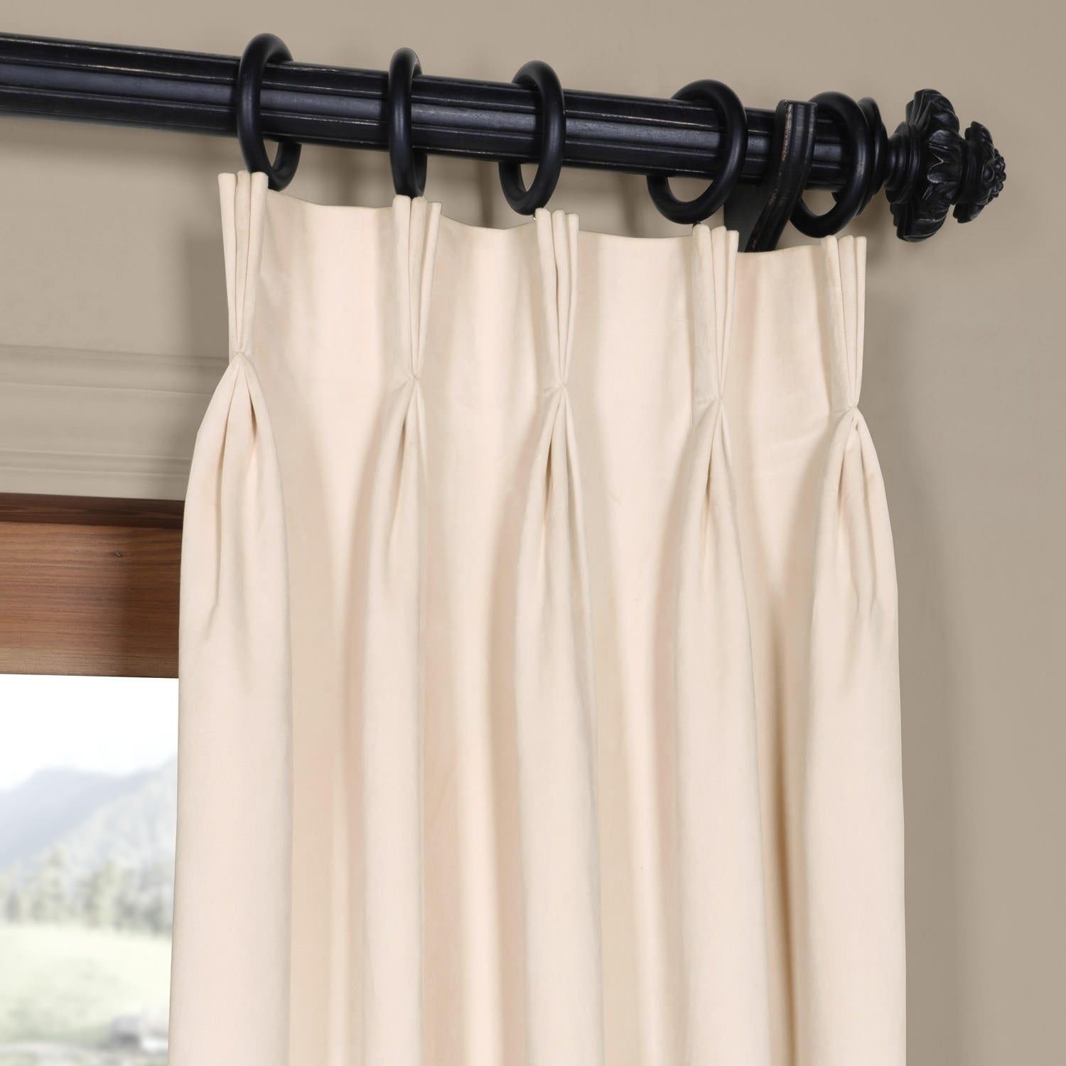 Exclusive Fabrics Signature Pinch Pleated Blackout Solid Velvet Curtain  Panel Intended For Solid Cotton Pleated Curtains (View 10 of 30)