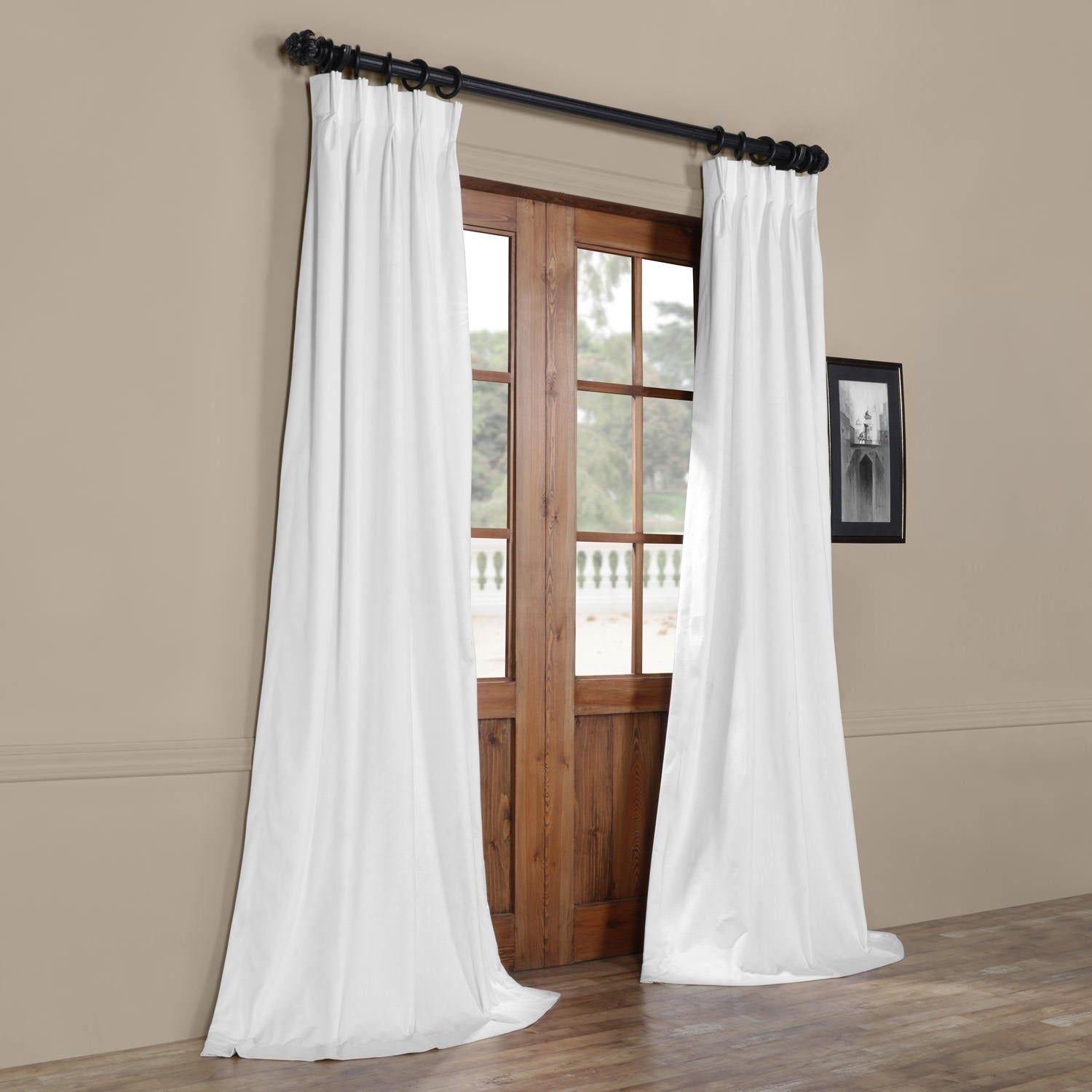 Exclusive Fabrics Signature Pinch Pleated Blackout Solid Velvet Curtain  Panel With Solid Cotton Pleated Curtains (View 13 of 30)