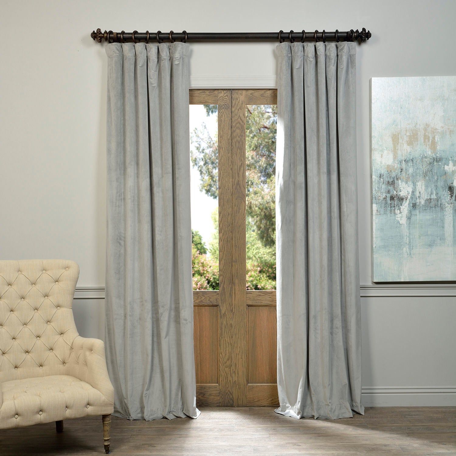 Exclusive Fabrics Signature Silver Grey Velvet Blackout With Regard To Signature French Linen Curtain Panels (Photo 30 of 30)
