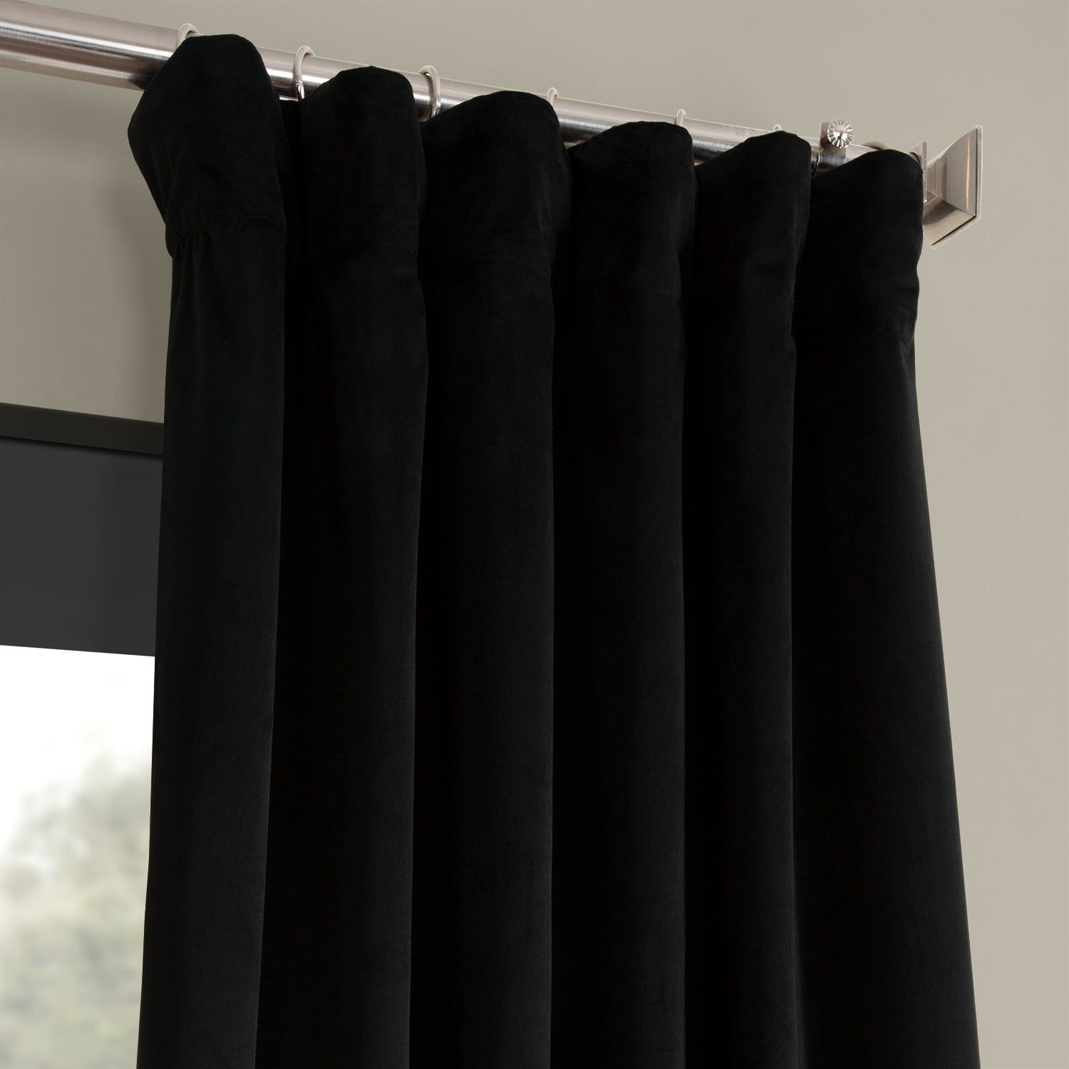 Exclusive Fabrics Signature Warm Black Velvet Single Blackout Curtain Panel Intended For Warm Black Velvet Single Blackout Curtain Panels (Photo 5 of 30)