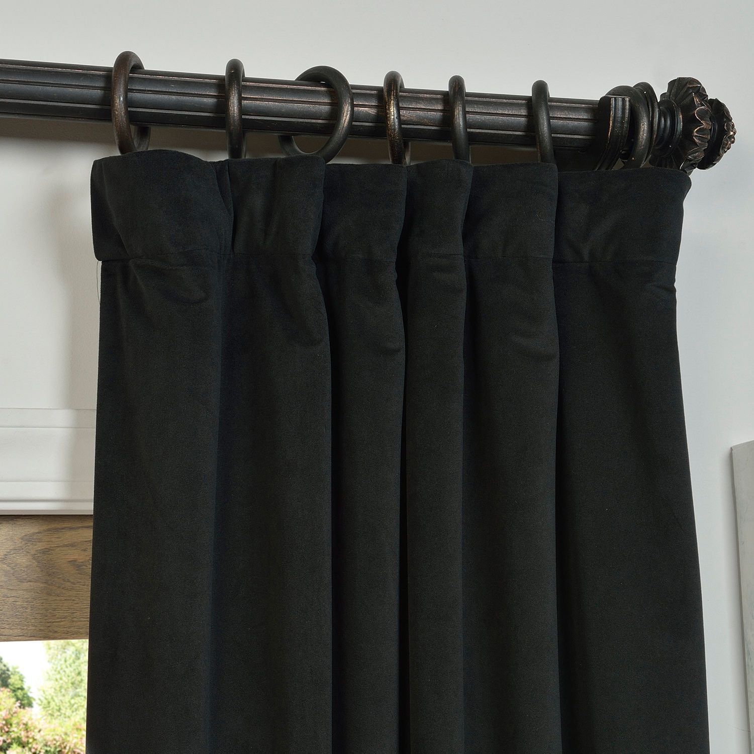 Exclusive Fabrics Signature Warm Black Velvet Single Regarding Warm Black Velvet Single Blackout Curtain Panels (Photo 3 of 30)