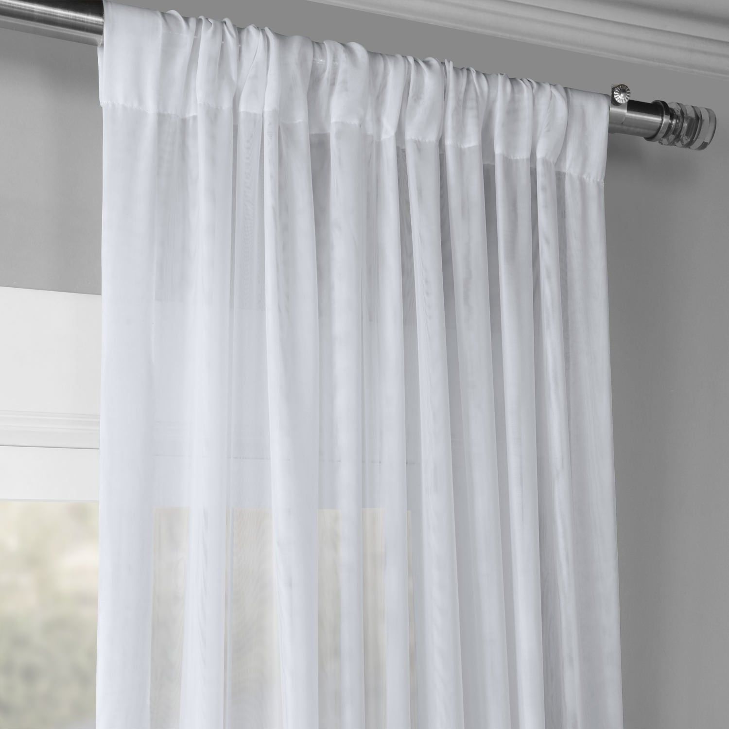 Exclusive Fabrics Signature White Double Layer Sheer Curtain Panel For Signature White Double Layer Sheer Curtain Panels (Photo 2 of 30)