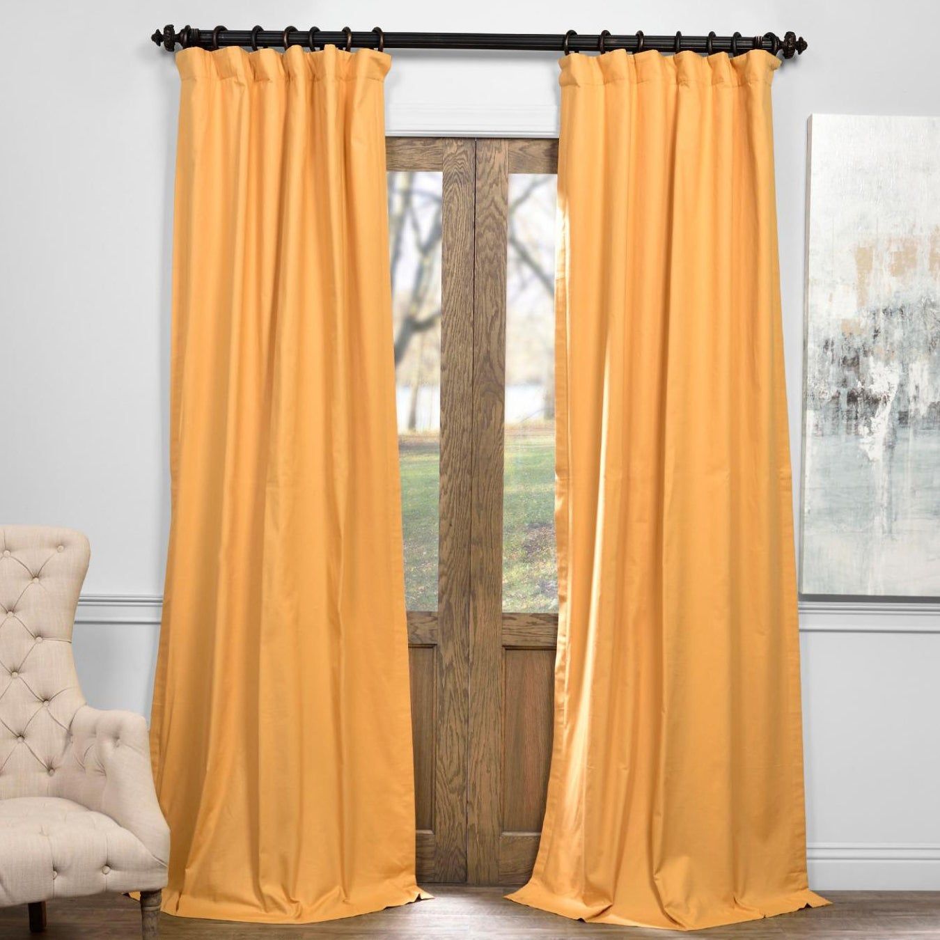 Exclusive Fabrics Solid Cotton True Blackout Curtain Panel 96" In Millstone  Gray (as Is Item) | Overstock Shopping – The Best Deals On As Is Throughout Solid Cotton True Blackout Curtain Panels (View 7 of 30)