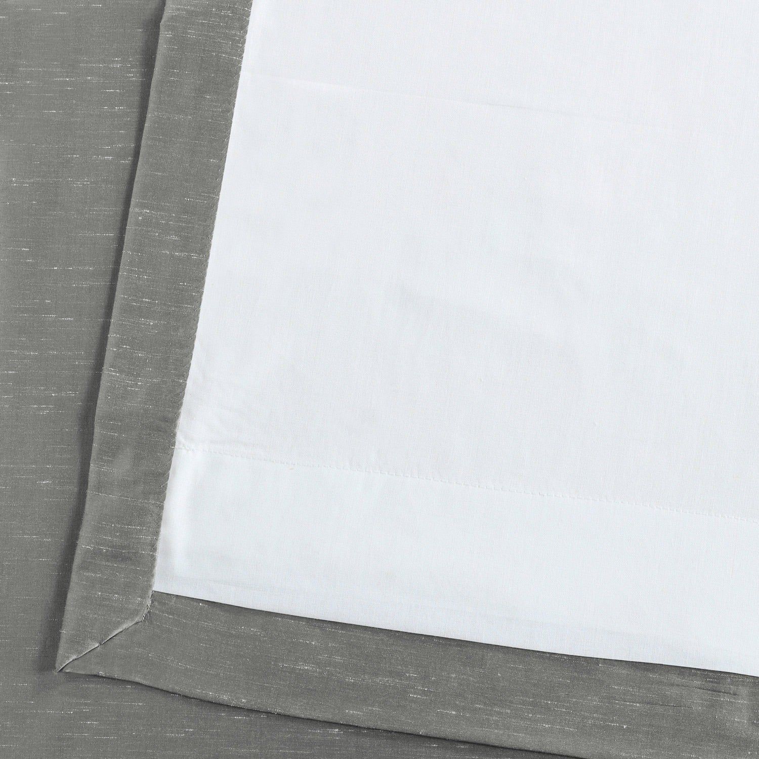 Exclusive Fabrics Storm Grey Vintage Faux Textured Dupioni Single Silk  Curtain Panel Inside Storm Grey Vintage Faux Textured Dupioni Single Silk Curtain Panels (Photo 9 of 30)