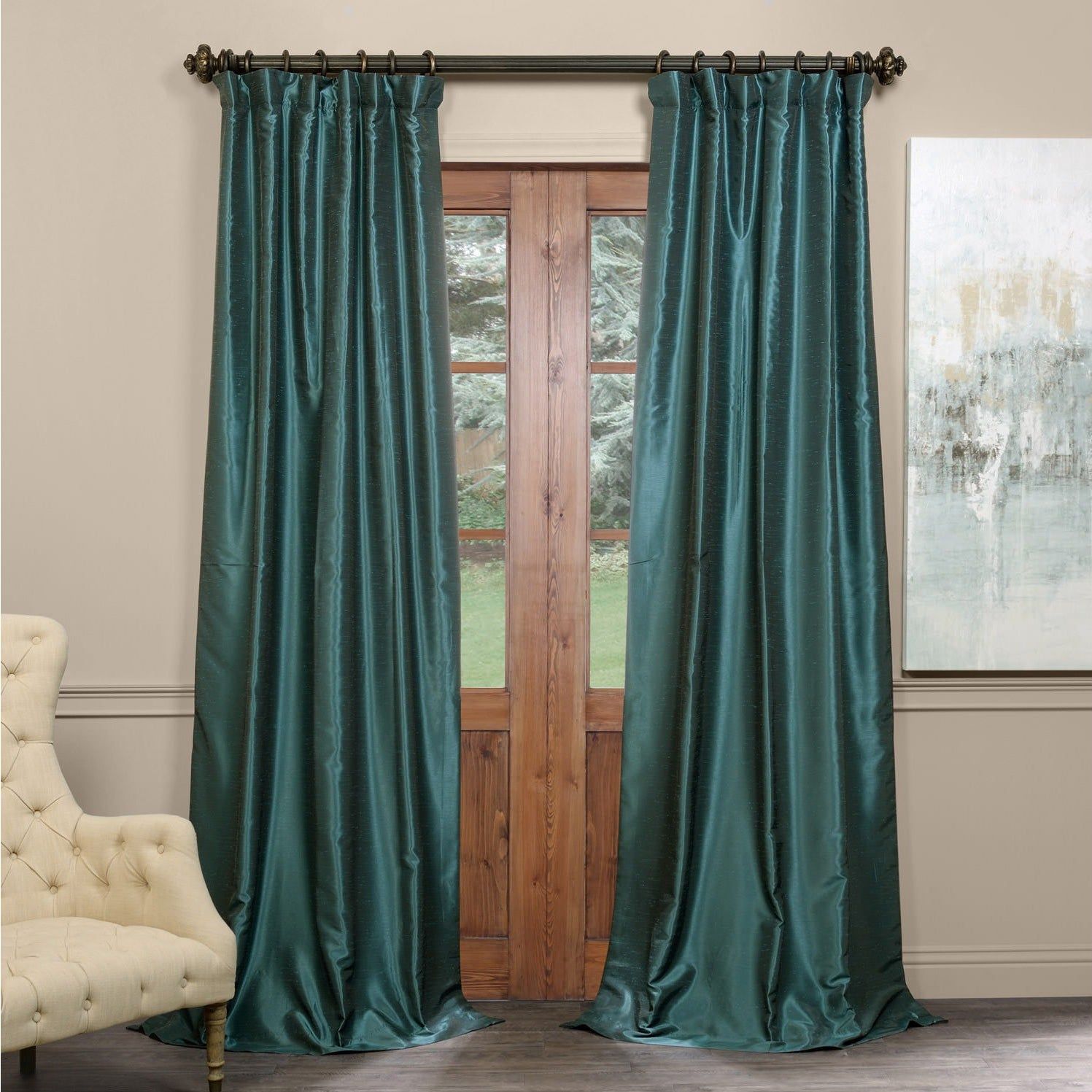 Exclusive Fabrics True Blackout Vintage Textured Faux Dupioni Silk Curtain  Panel For Vintage Textured Faux Dupioni Silk Curtain Panels (View 12 of 30)