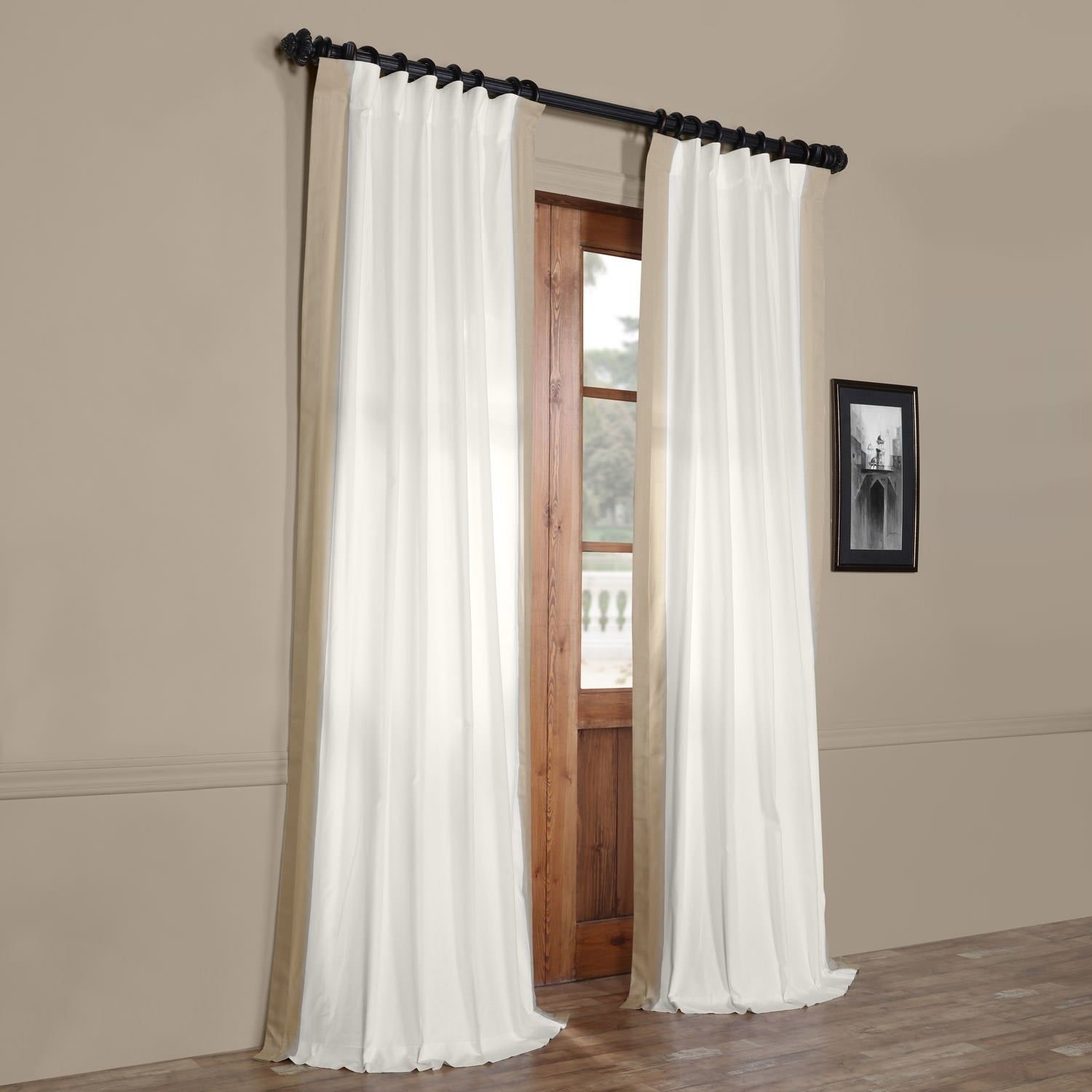 Exclusive Fabrics Vertical Colorblock Panama Curtain 84" In Fresh Popcorn  And Polo Navy (as Is Item) | Overstock Shopping – The Best Deals On As For Vertical Colorblock Panama Curtains (View 14 of 30)