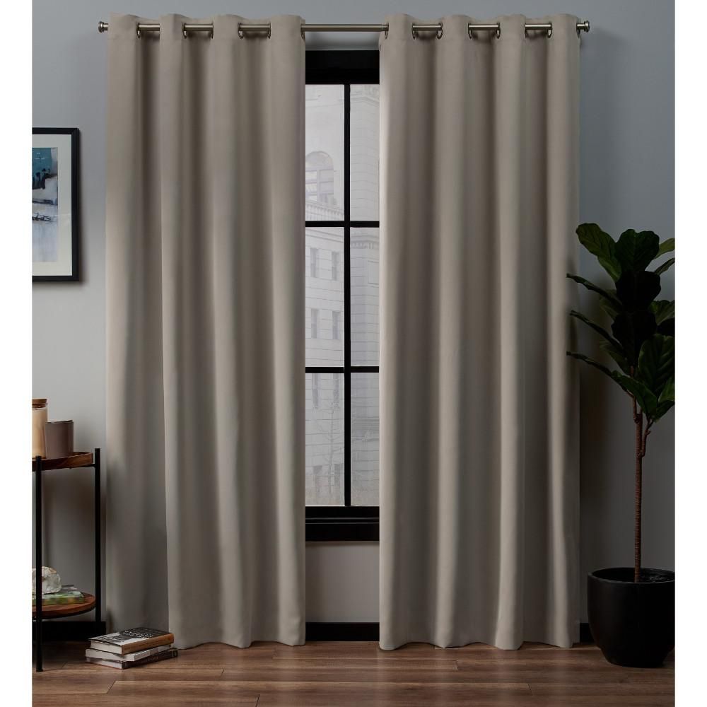 Exclusive Home Curtains Academy 52 In. W X 84 In. L Woven Blackout Grommet  Top Curtain Panel In Vintage Linen (2 Panels) Inside Antique Silver Grommet Top Thermal Insulated Blackout Curtain Panel Pairs (Photo 9 of 20)
