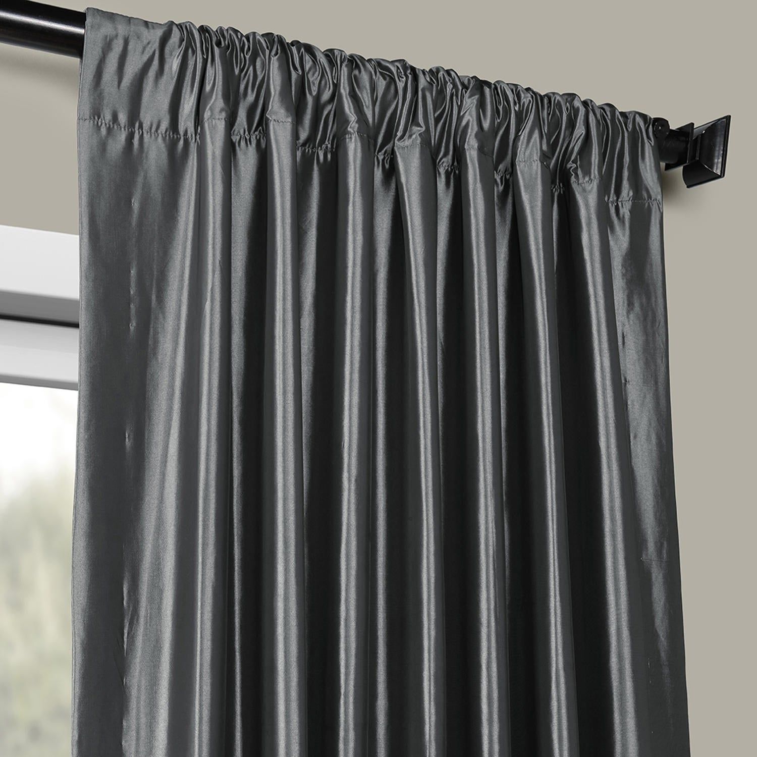 Faux Silk Taffeta Solid Blackout Single Curtain Panel Pertaining To Faux Silk Taffeta Solid Blackout Single Curtain Panels (View 17 of 20)