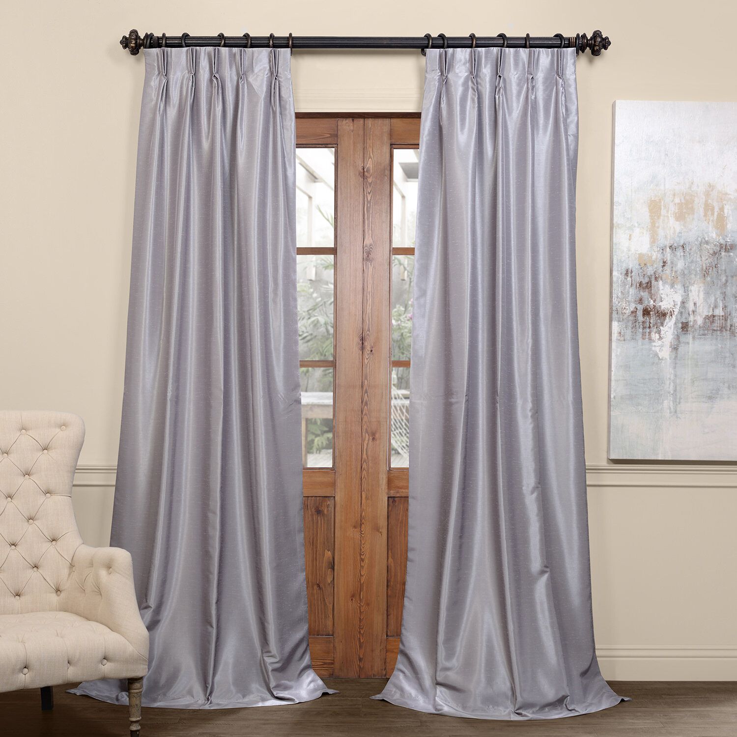 Forbell Solid Blackout Vintage Textured Faux Dupioni Thermal Pinch Pleat  Single Curtain Panel With Vintage Textured Faux Dupioni Silk Curtain Panels (Photo 26 of 30)
