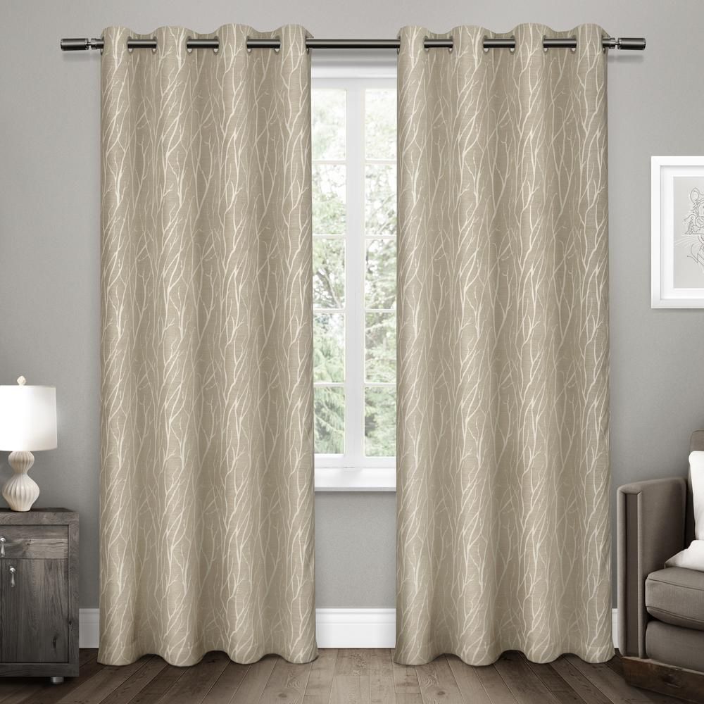 Forest Hill 52 In. W X 108 In. L Woven Blackout Grommet Top Curtain Panel  In Natural (2 Panels) With Regard To Forest Hill Woven Blackout Grommet Top Curtain Panel Pairs (Photo 3 of 20)
