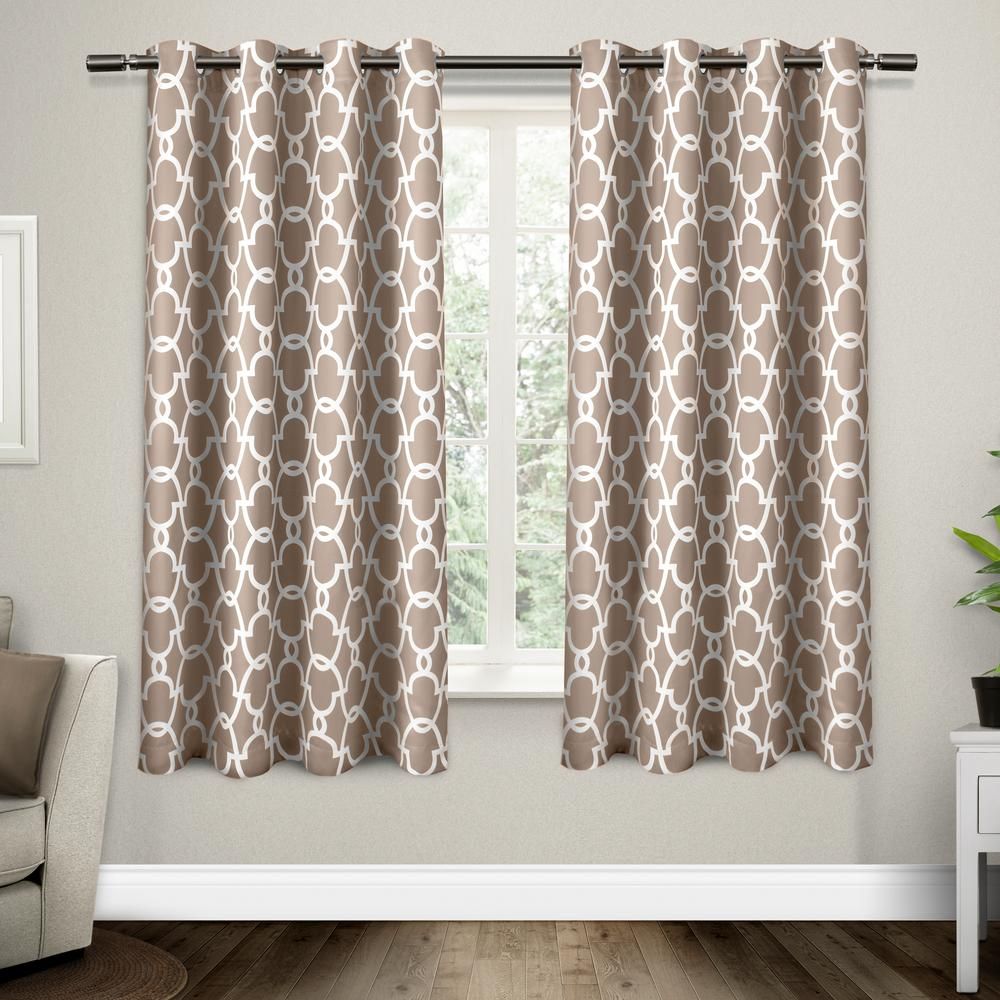 Gates 52 In. W X 63 In. L Woven Blackout Grommet Top Curtain Panel In Taupe  (2 Panels) Throughout Thermal Woven Blackout Grommet Top Curtain Panel Pairs (Photo 8 of 30)