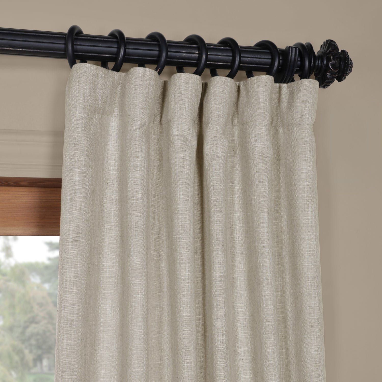 Half Price Drapes Solid Heavy Faux Linen Rod Pocket Single Curtain Panel Throughout Heavy Faux Linen Single Curtain Panels (View 3 of 20)